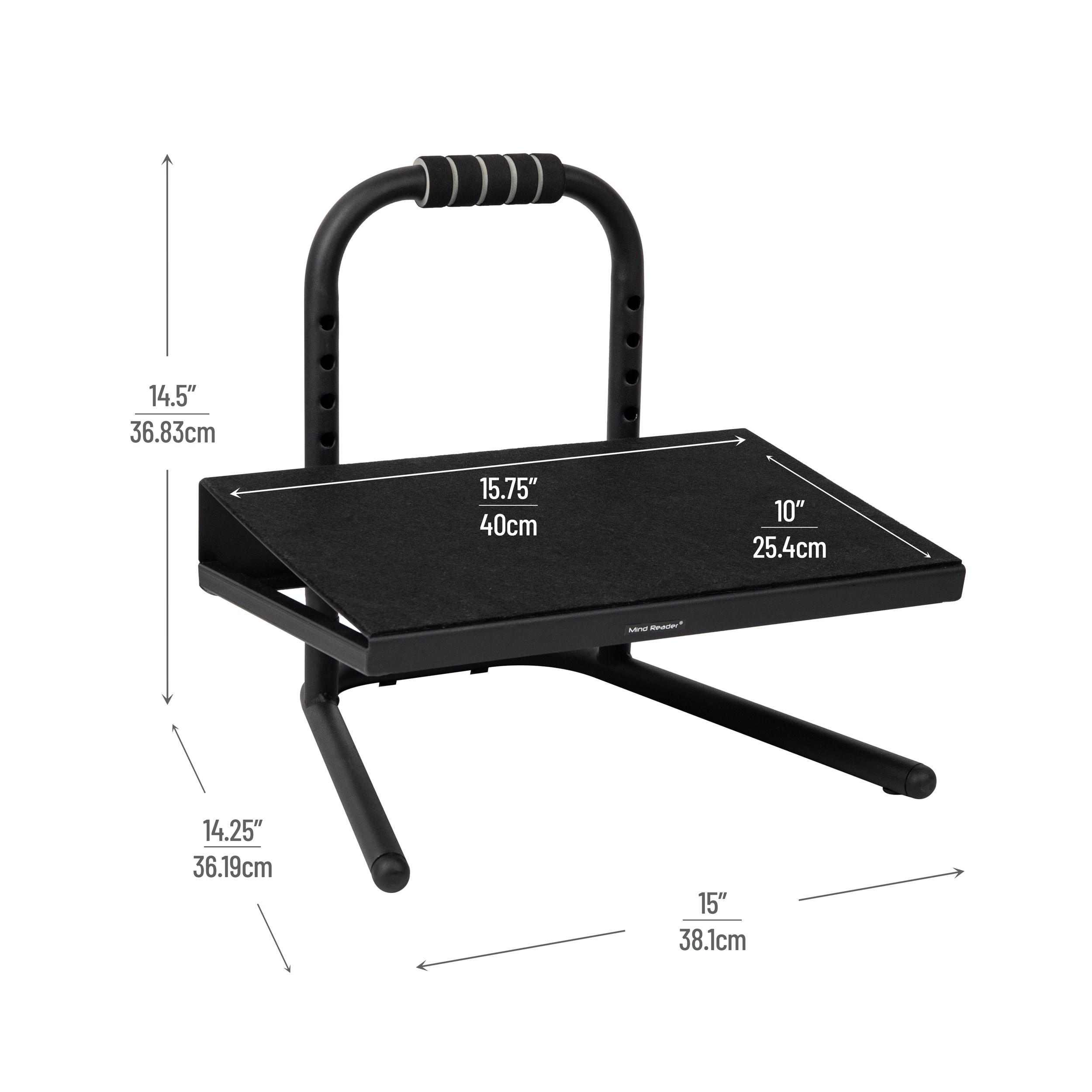 Mind Reader Foot Rest, Under Desk at Work, Ergonomic, Height Adjustable, Office, Metal, 15"L x 14.25"W x 14.5"H