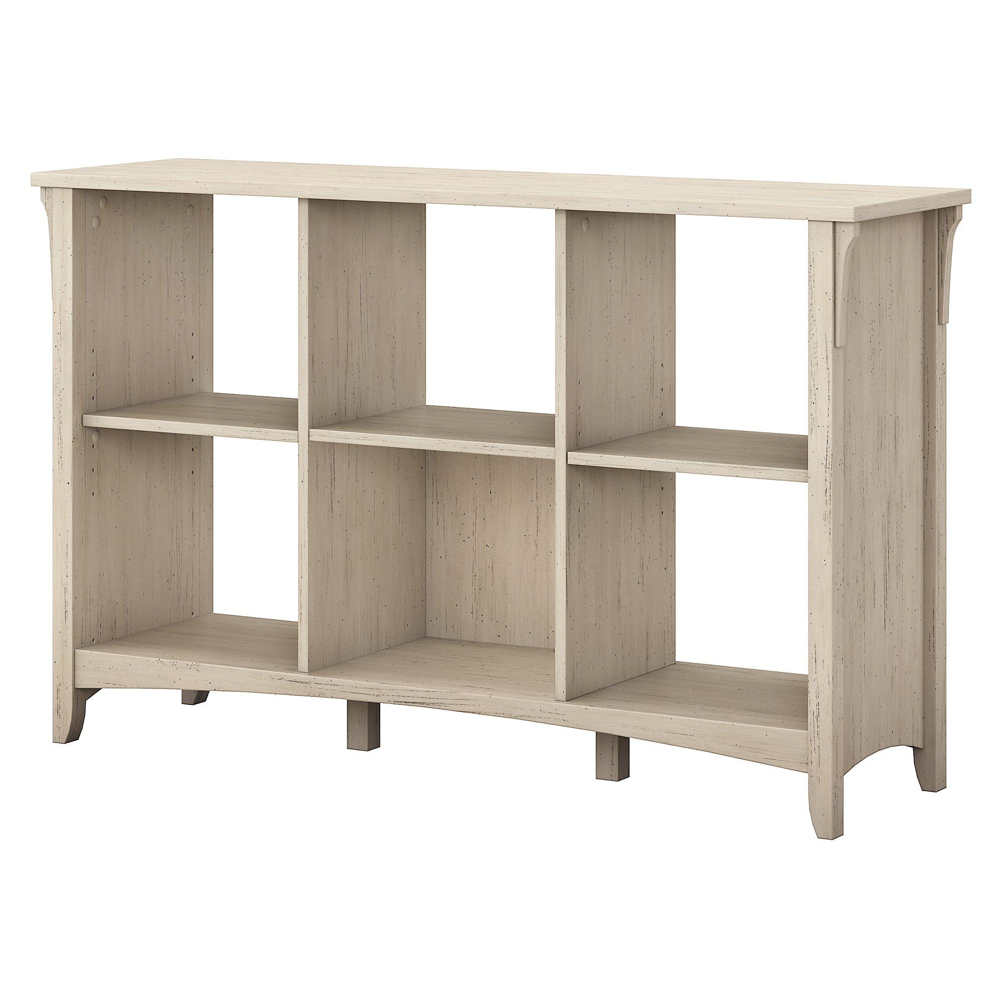 Bush Furniture 29.96" Salinas 6 Cube Organizer In Antique White: Mid-Century Modern Style, MDF Laminate, Metal Hardware