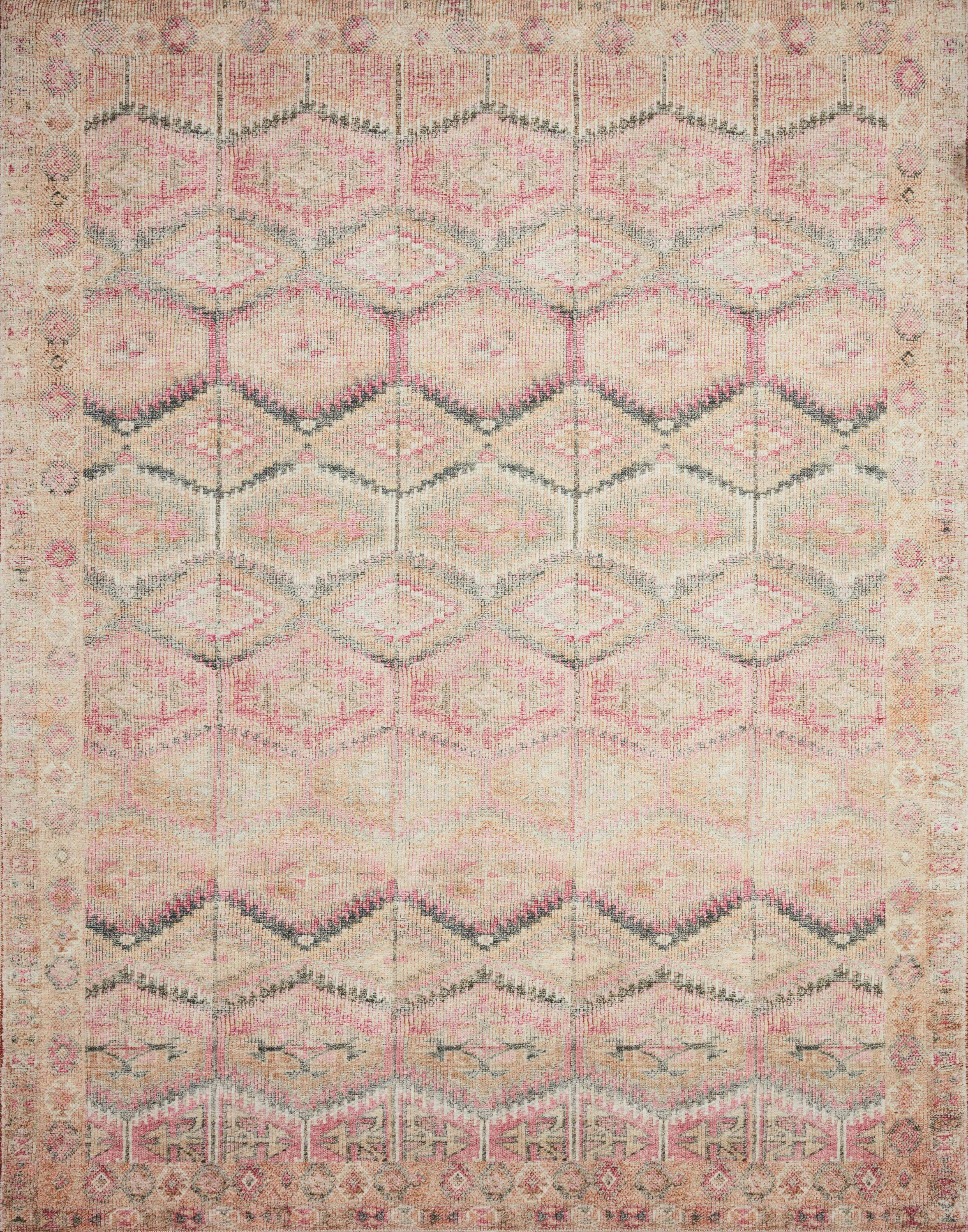 Layla Pink and Lagoon Vintage Distressed 9' x 12' Area Rug