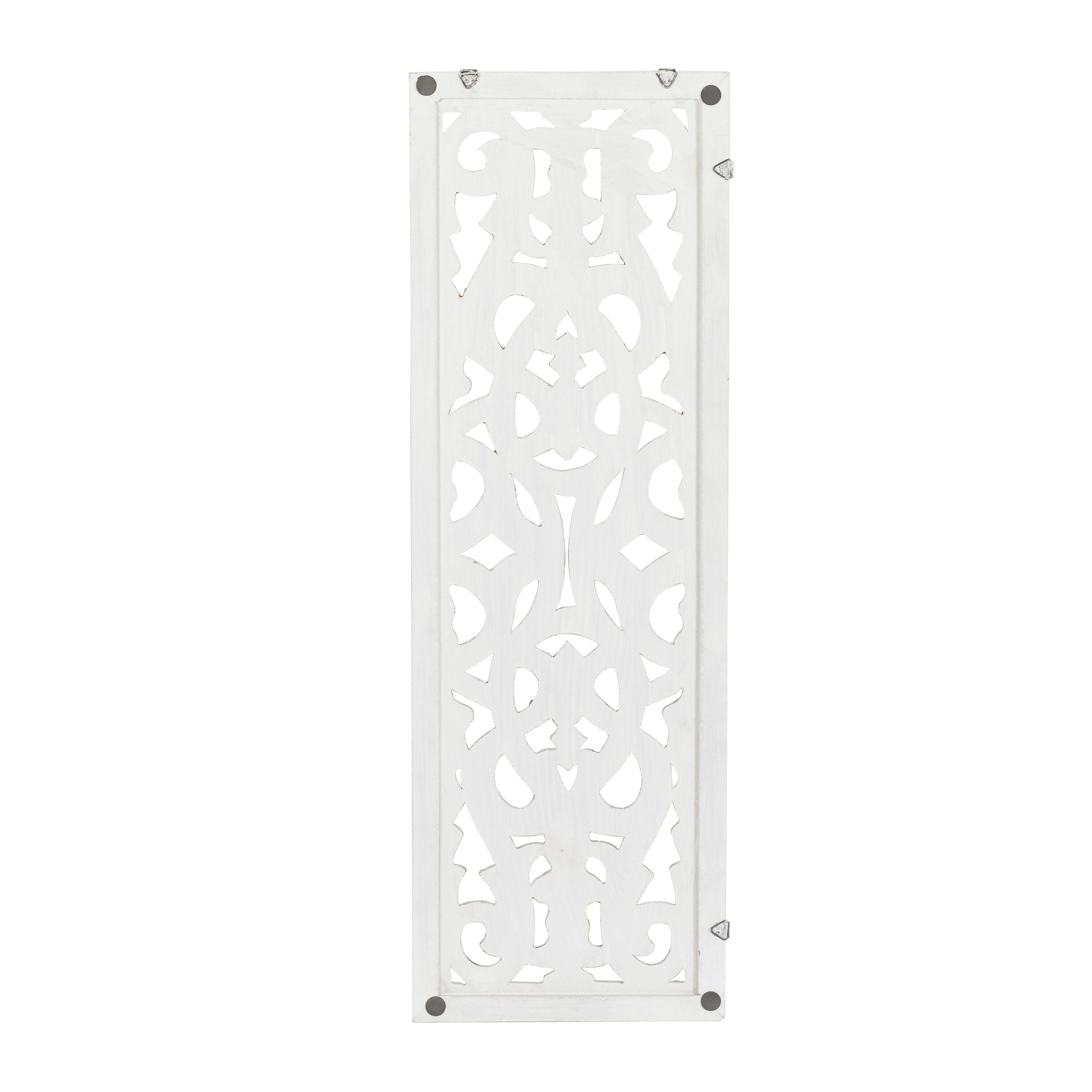 Wooden Handmade Intricately Carved Arabesque Scroll Gold Wall Decor with Cream Backing