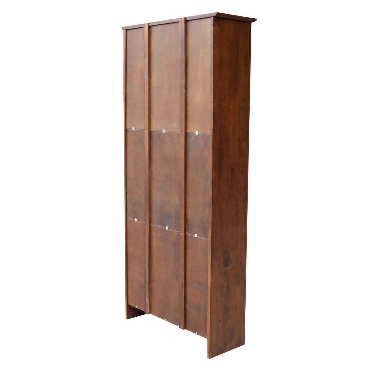 72" Shaker Bookshelf Espresso - International Concepts: Solid Parawood, 6 Fixed Shelves