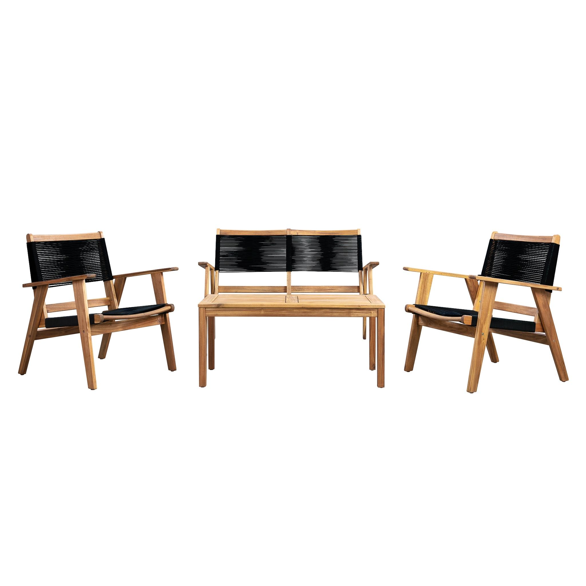 PatioSense Patio Sense Kingsmen Armchair ,Natural Finish ,Midcentury Modern Sofa Chair ,Indoor & Outdoors