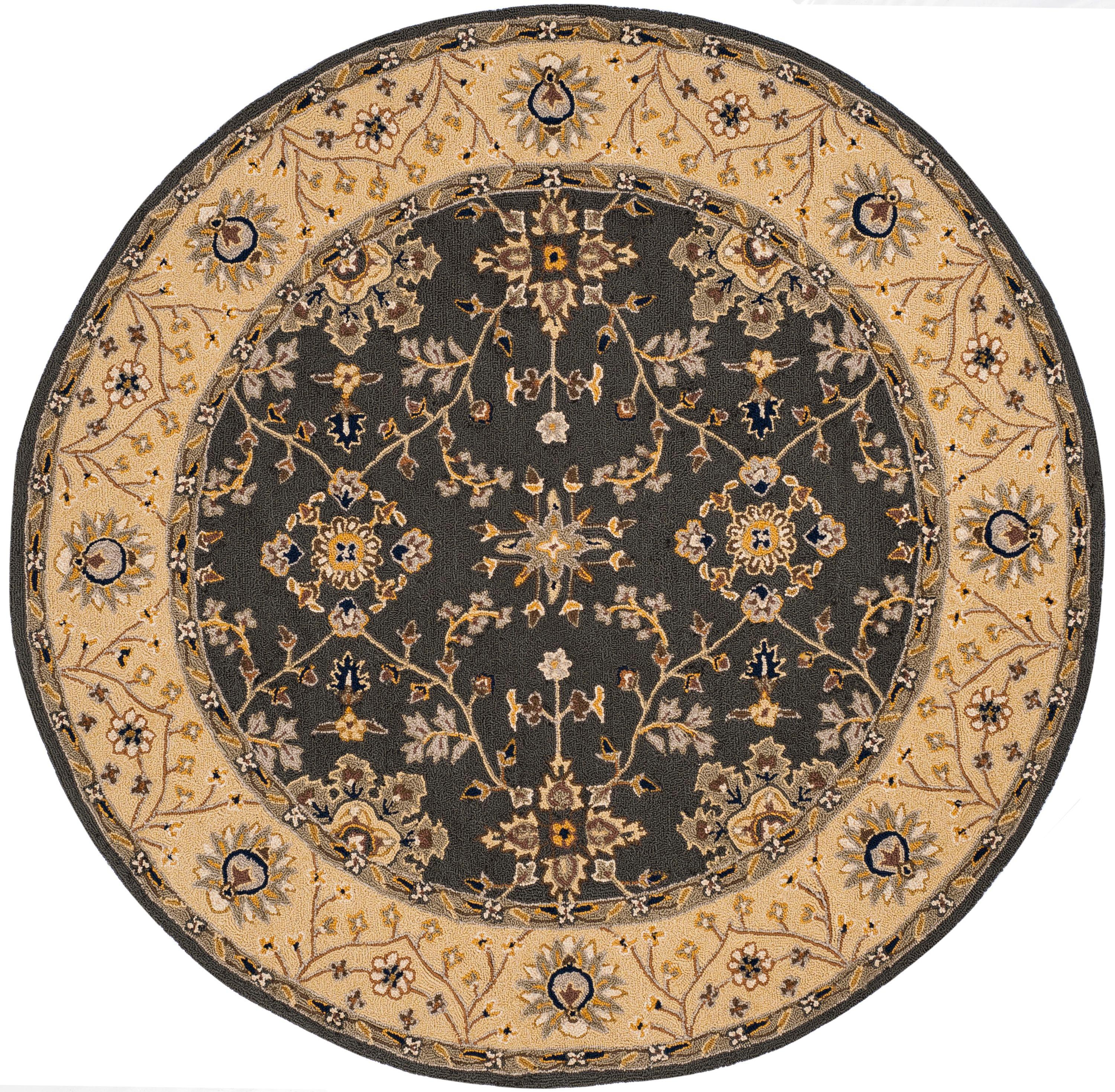 Easy Care EZC751 Hand Hooked Area Rug - Grey/Cream - 8' round - Safavieh.