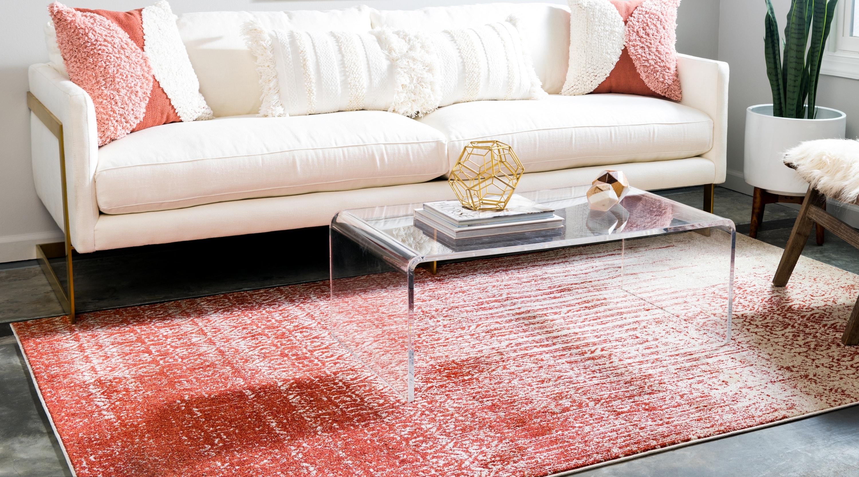 Unique Loom Del Mar Collection Area Rug - Jennifer (10' x 13' 1" Rectangle Red/Beige)
