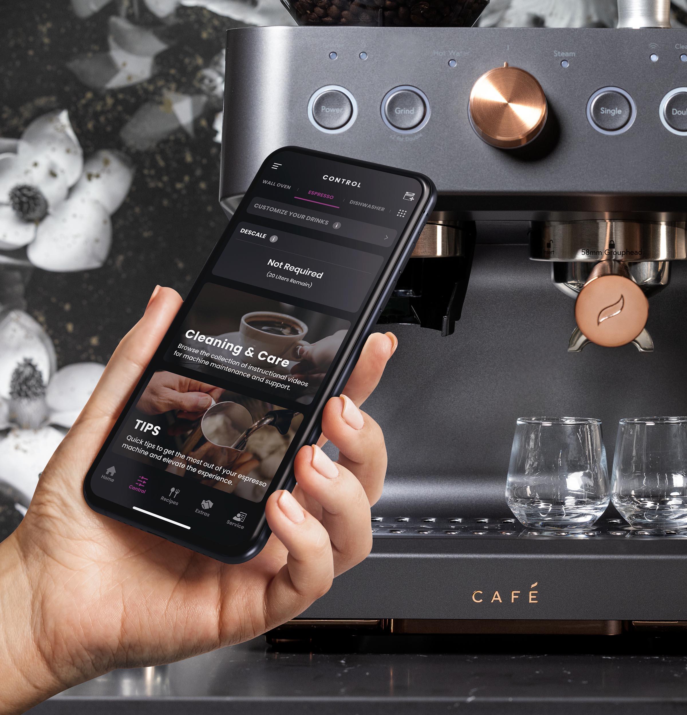 CAFE Bellissimo Semi-Automatic Espresso Machine + Frother Matte Black: GE Appliances, Espresso Maker with Grinder, 2.5L Capacity