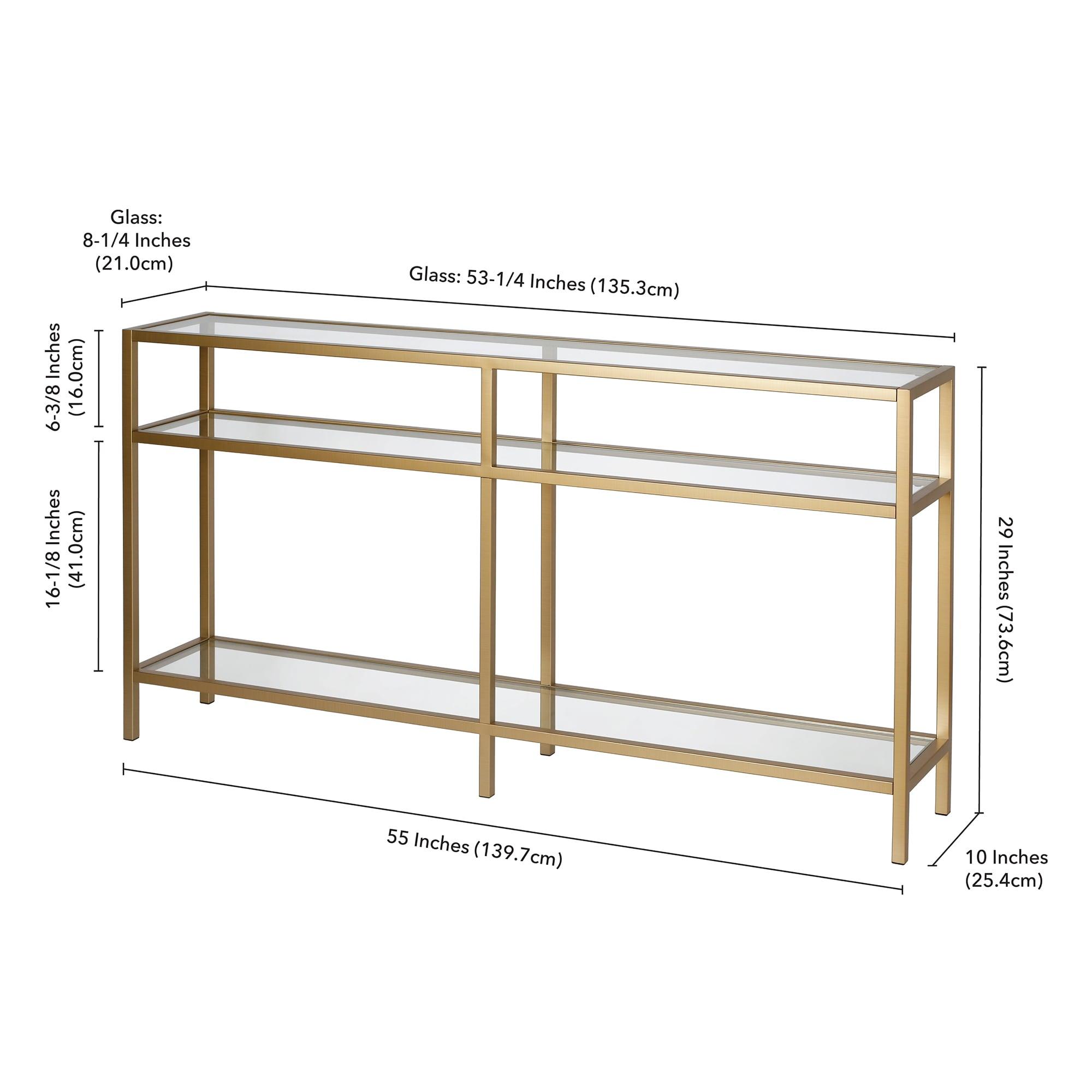 Evelyn&Zoe Sivil 55" Wide Rectangular Console Table, Brass