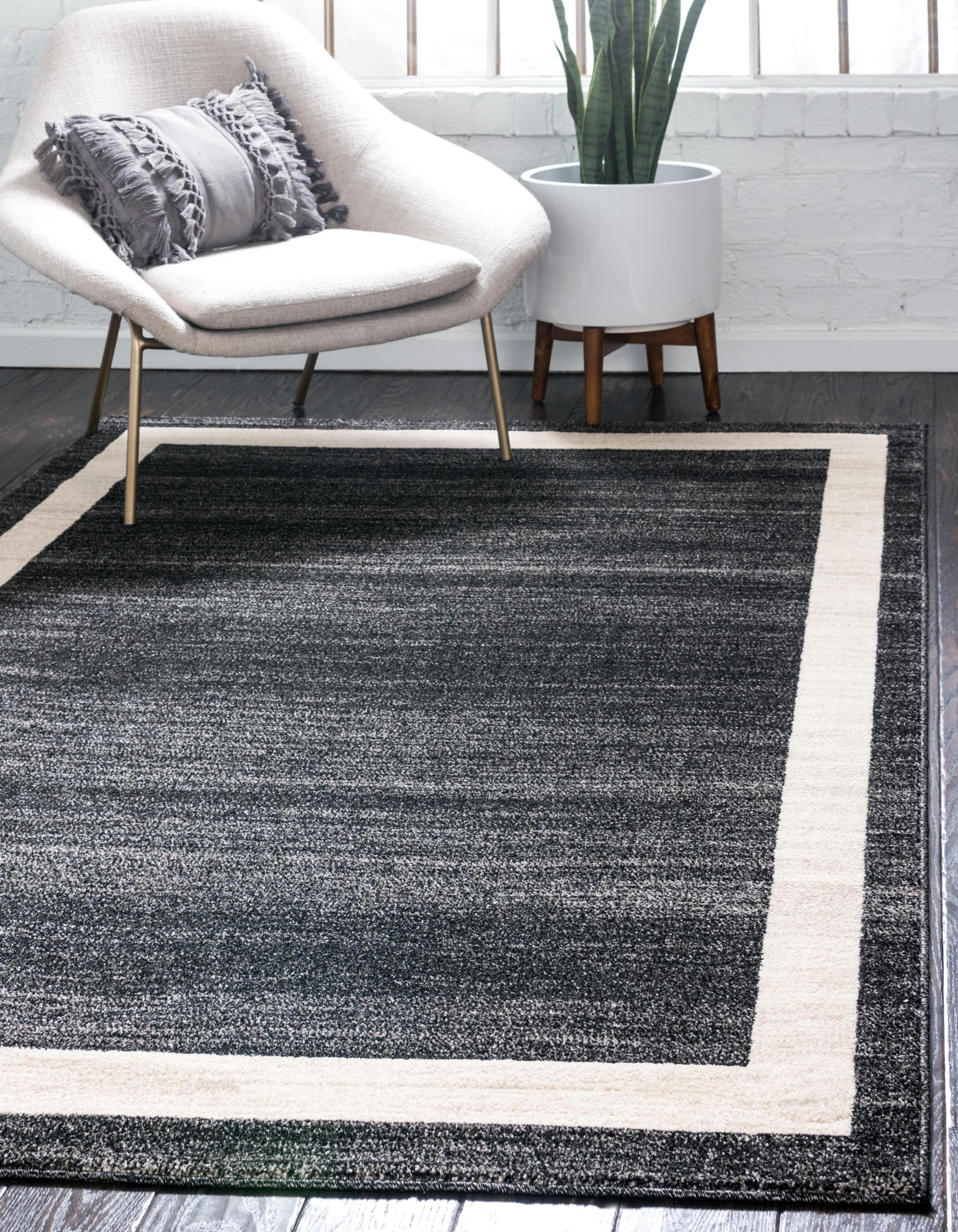 Rugs.com Angelica Collection Rug – 5' x 8' Black Medium Rug Perfect For Bedrooms, Dining Rooms, Living Rooms