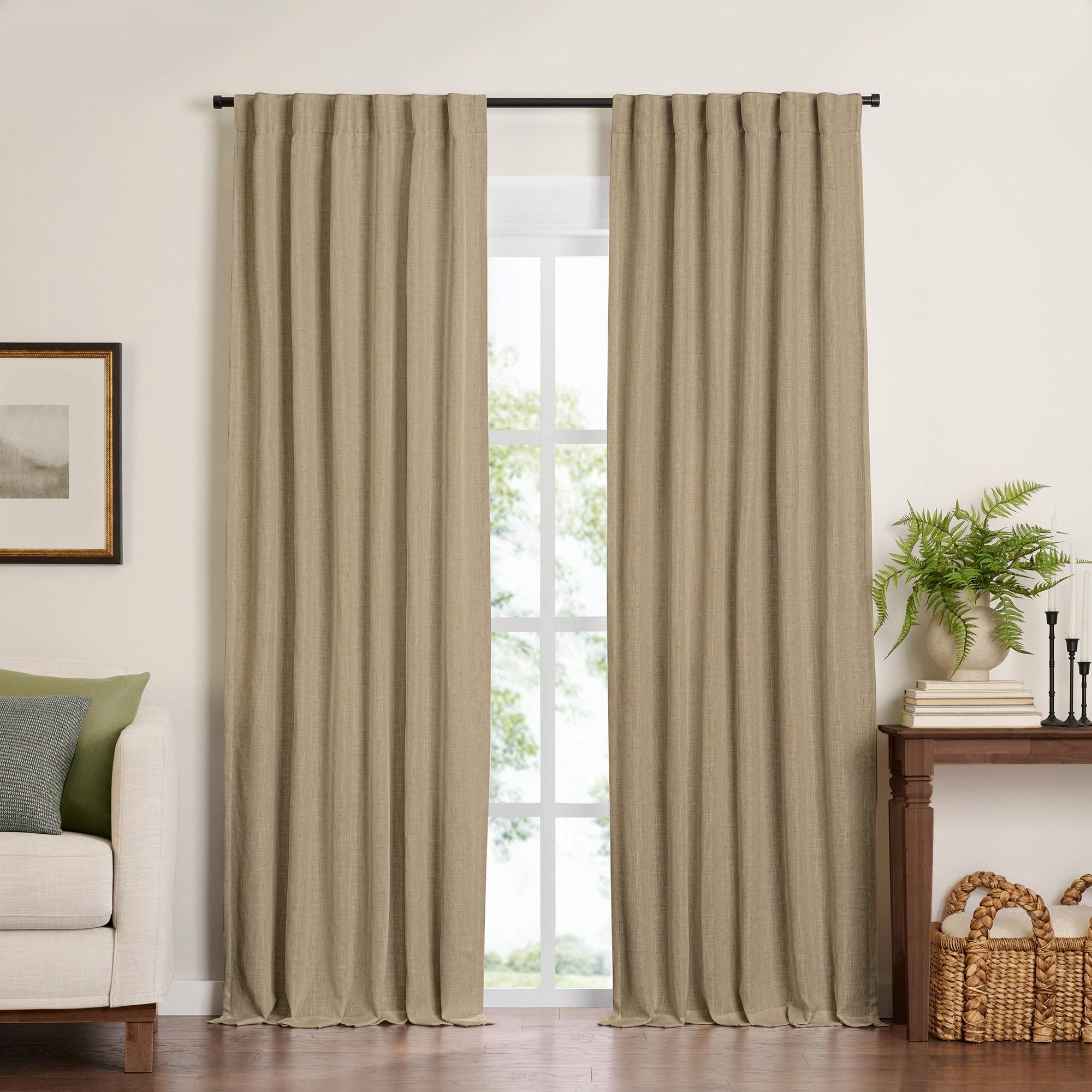 Harrow Solid Texture Room Darkening Single Window Curtain Panel - 52" x 95" - Linen - Elrene Home Fashions
