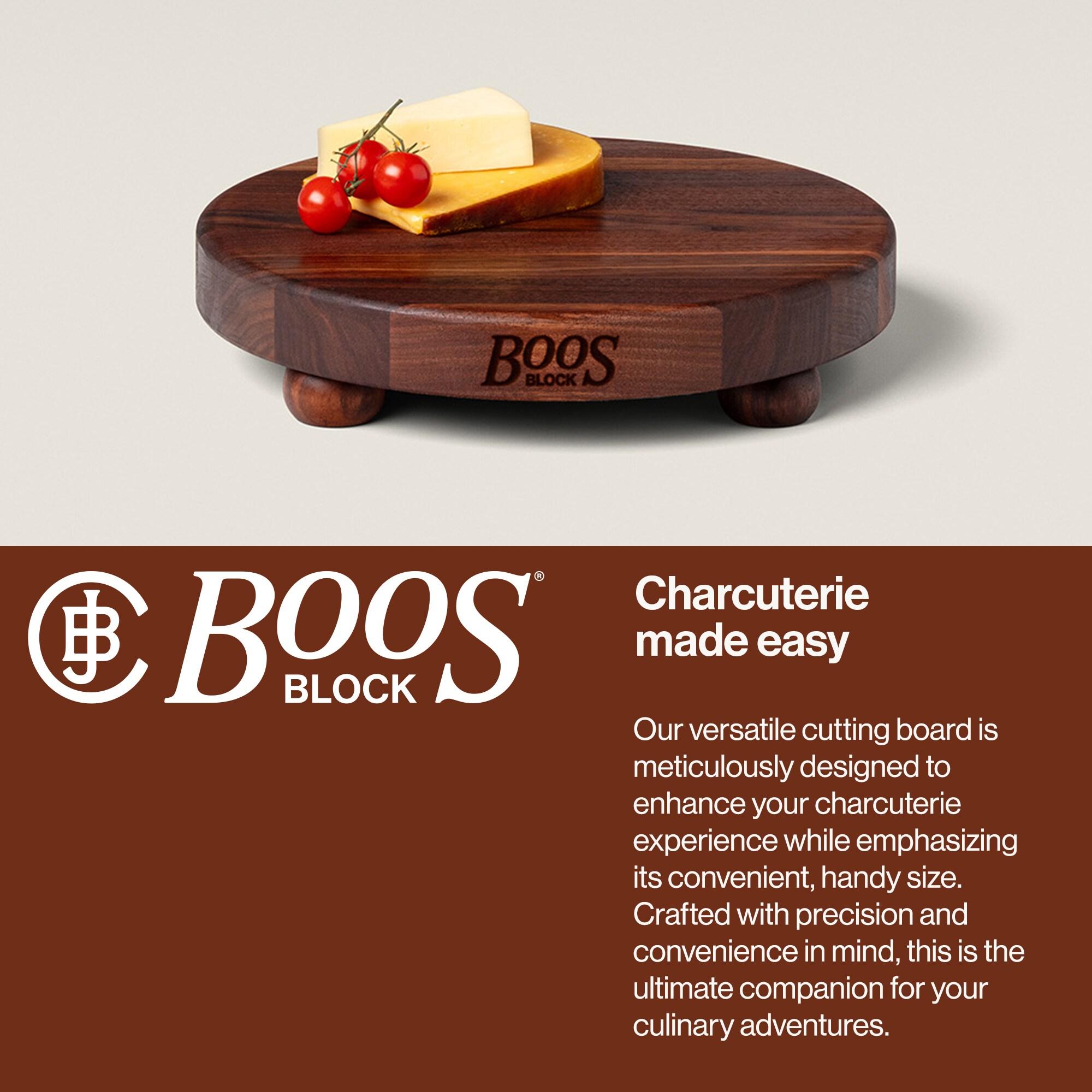 Gift 1.5" Edge Grain Walnut 12" Round Cutting Board with Wood Feet