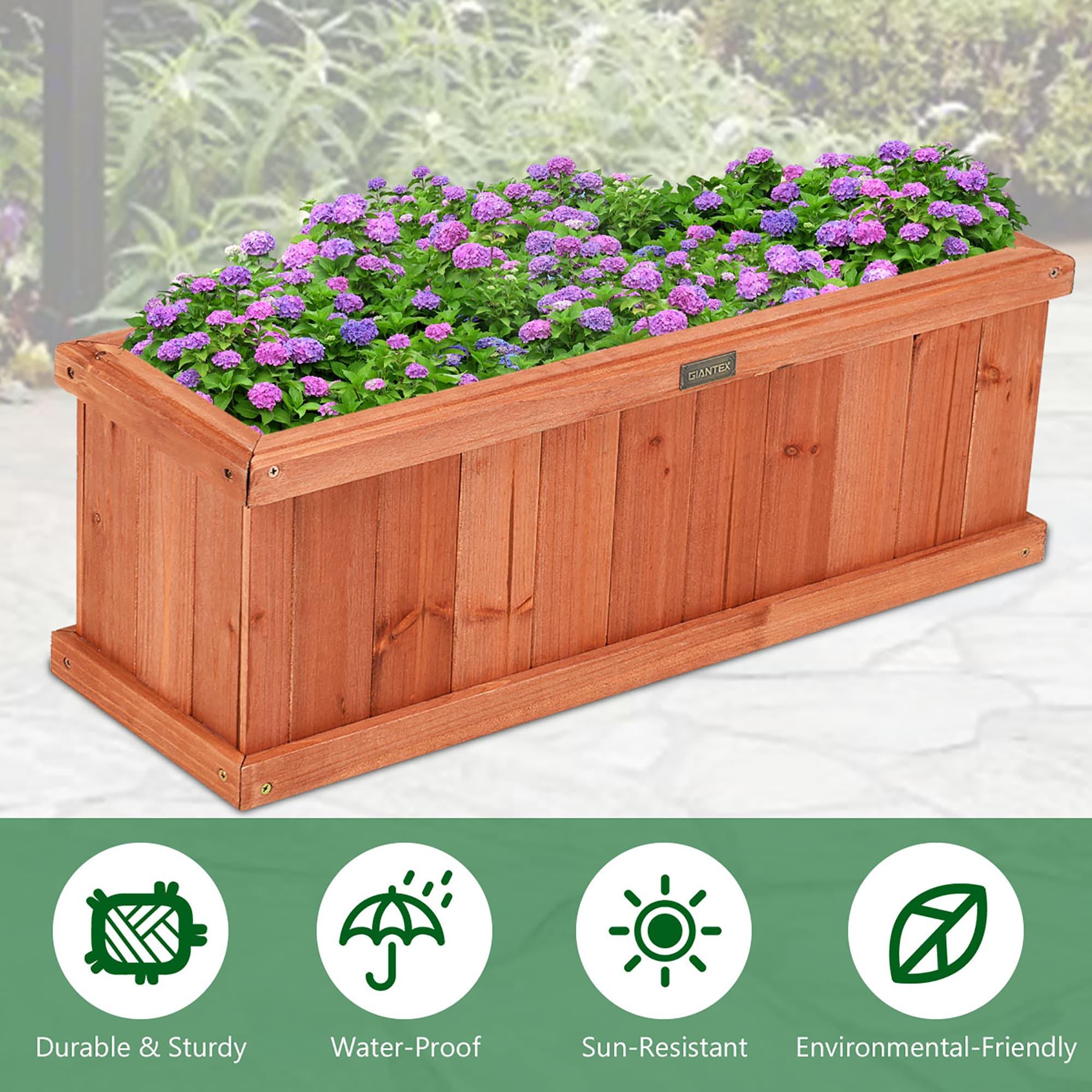 28 Inch Wooden Flower Planter Box Garden Yard Decorative Window Box Rectangular