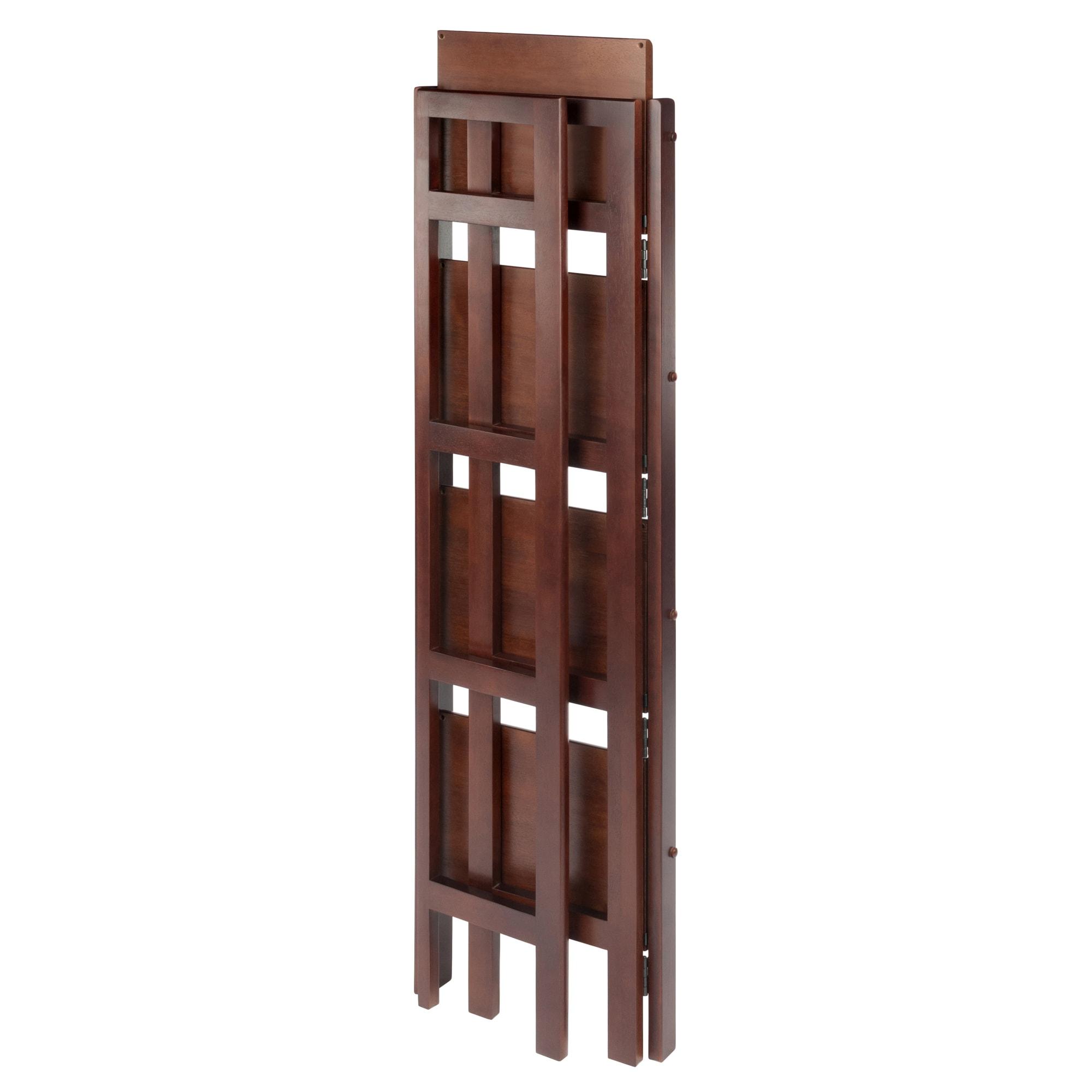 51.34" Terry Folding Bookcase Walnut - Winsome: Beech Wood, 4 Shelves, Space Saver