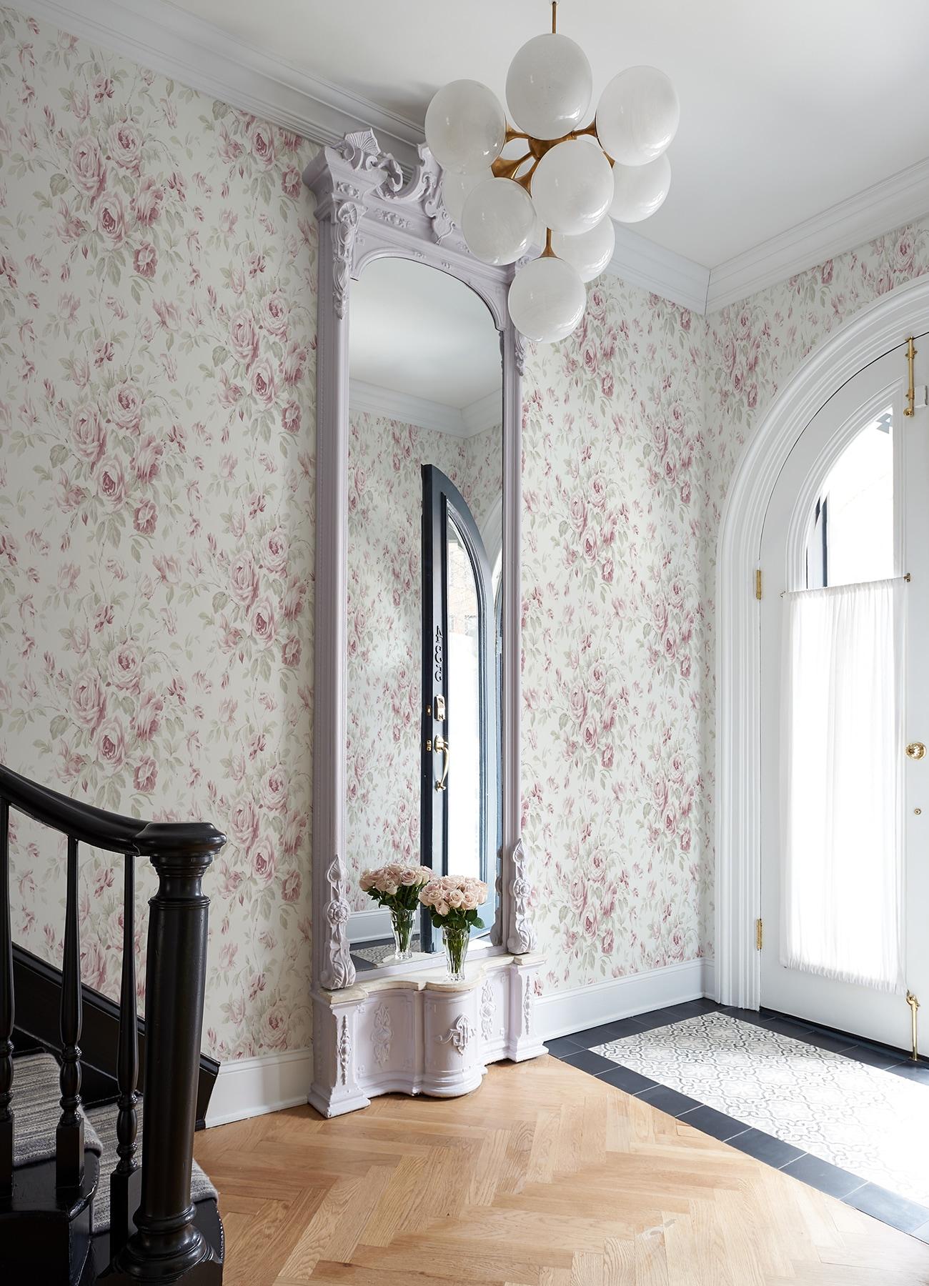 Chesapeake Manon Pink Rose Stitch Wallpaper