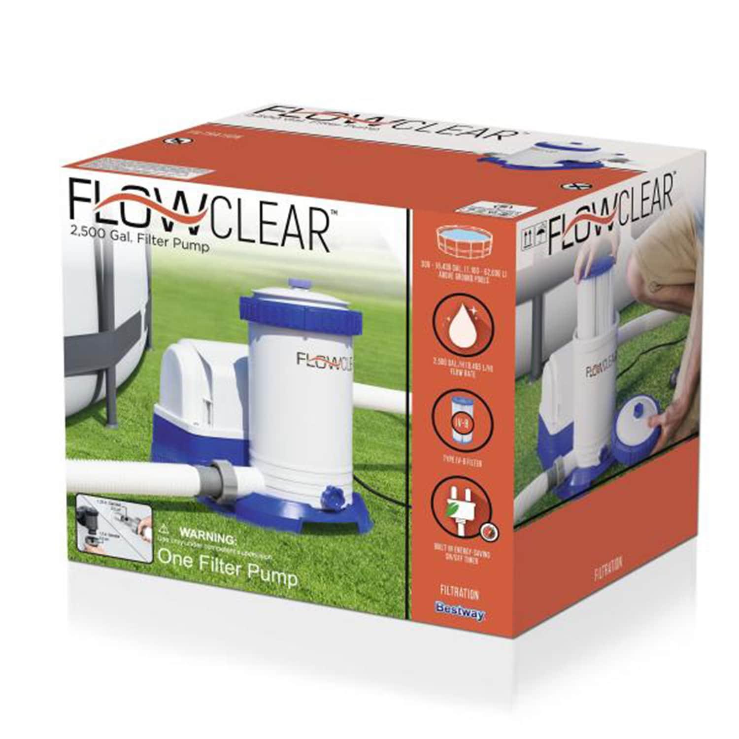 Bestway Bestway Flowclear 2,500 GPH 120V Above Ground Swimming Pool Water Filter Pump