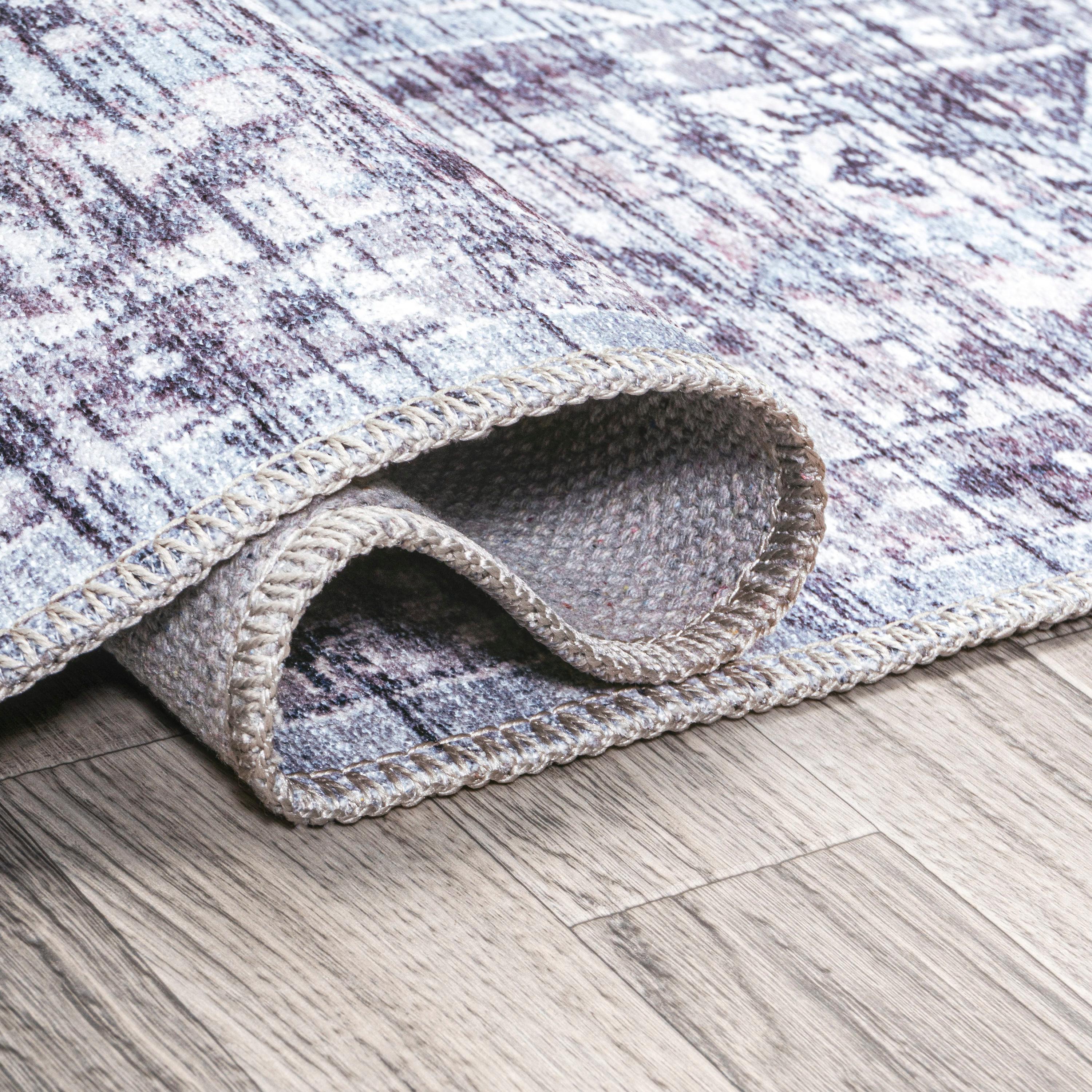 2' x 8' Didim Boho Gray Medallion Machine Washable Indoor/Outdoor Runner Rug, Gray/Purple - JONATHAN Y