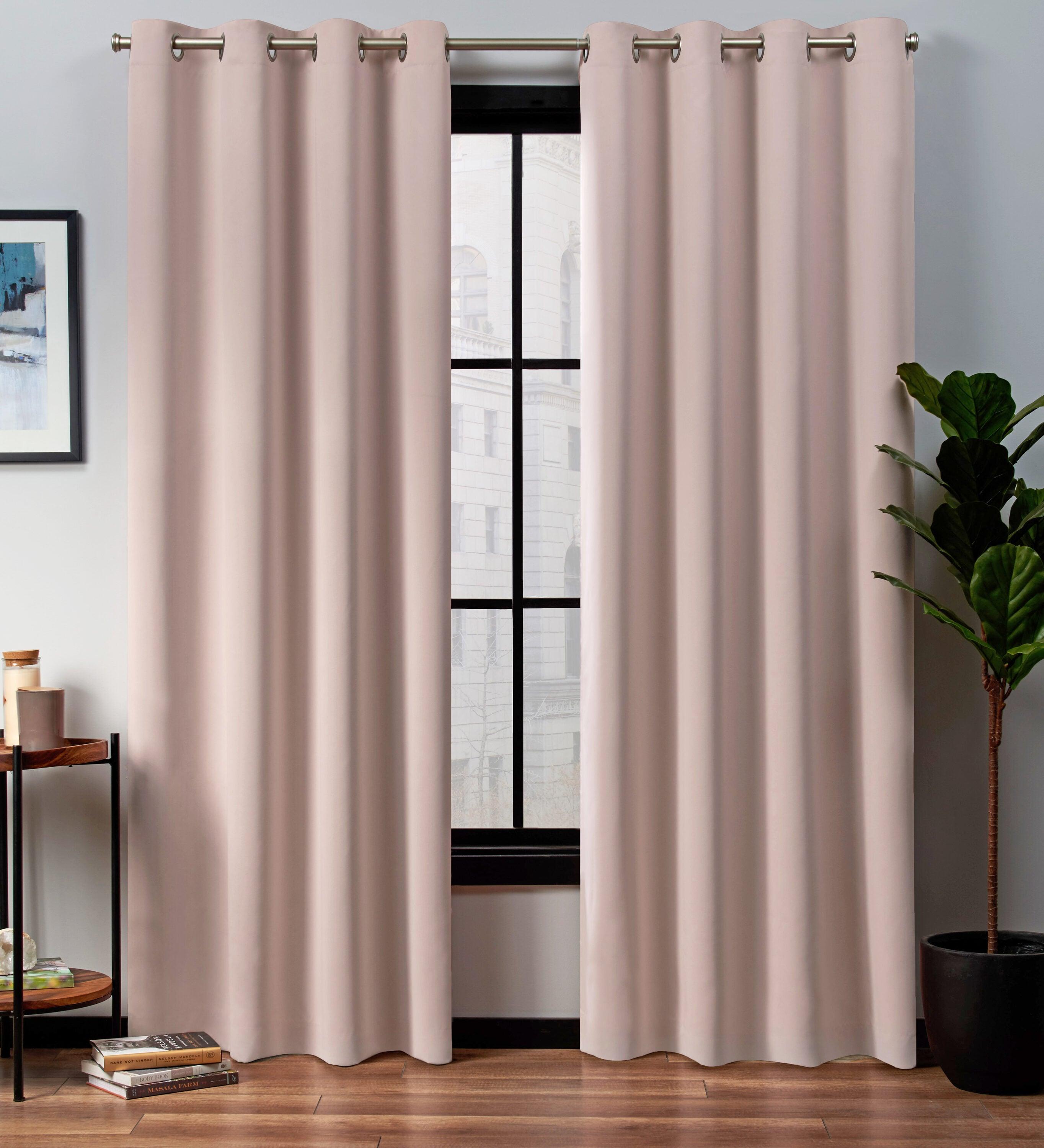 Set of 2 (96"x52") Academy Blackout Grommet Top Curtain Panel Blush - Exclusive Home: Thermal Insulated, Mid-Century Modern