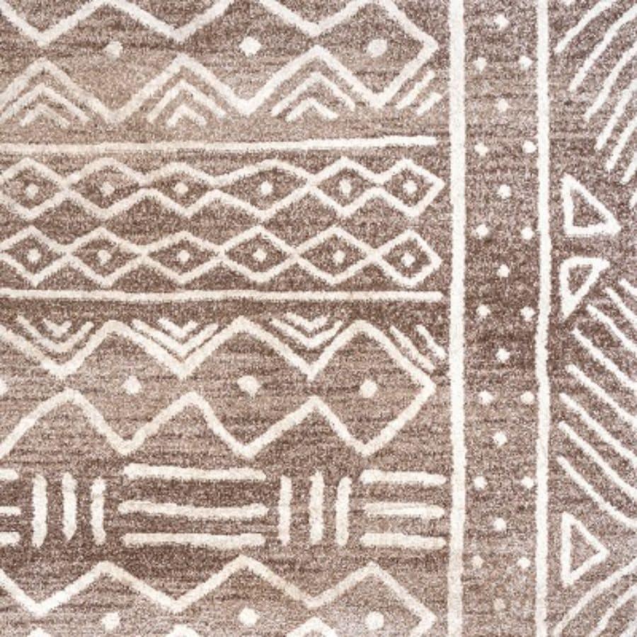 2'x 8' Amanar Geometric Runner Rug, Brown/Ivory - JONATHAN Y