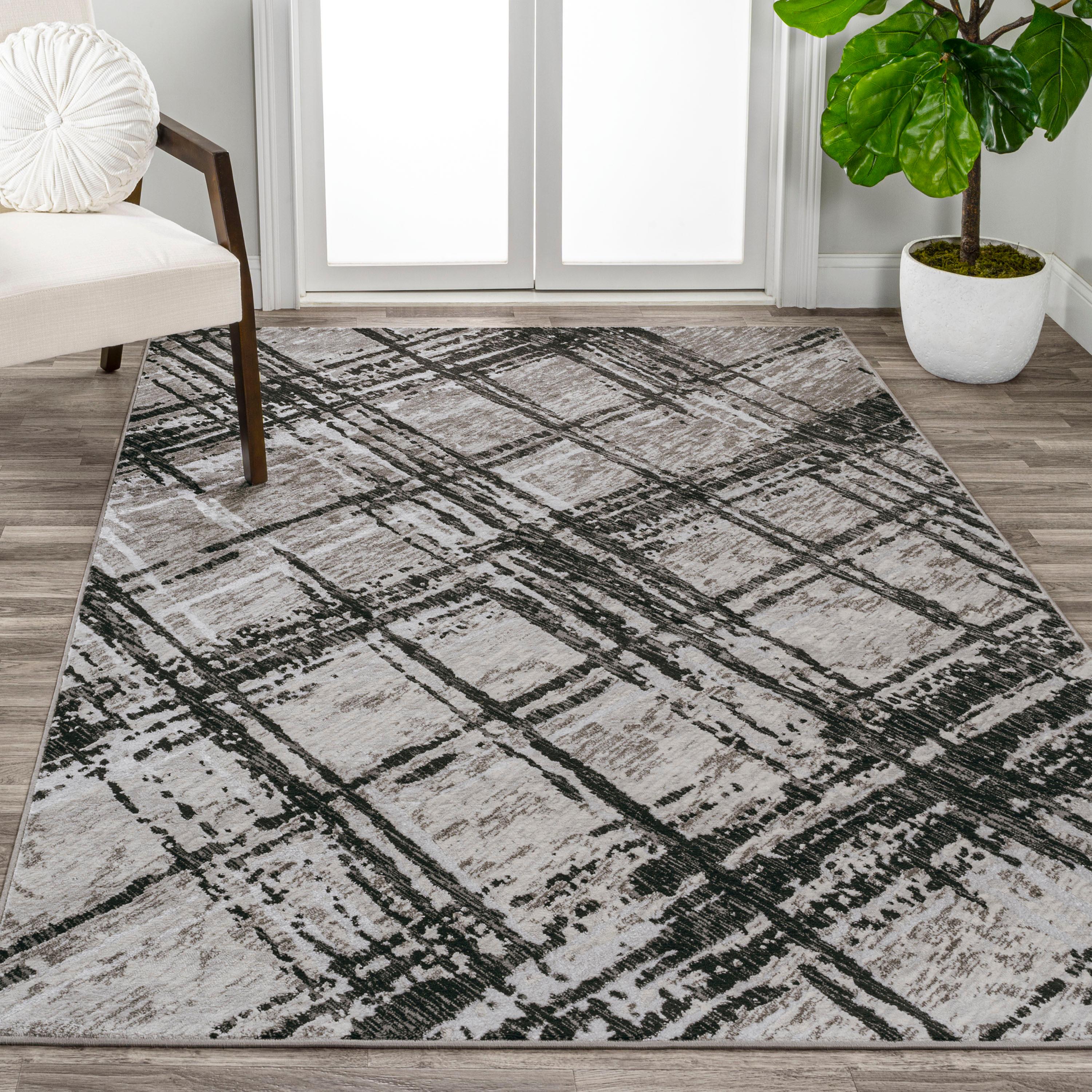 JONATHAN Y Slant Modern Abstract Black/Gray 3 ft. x 5 ft. Area Rug