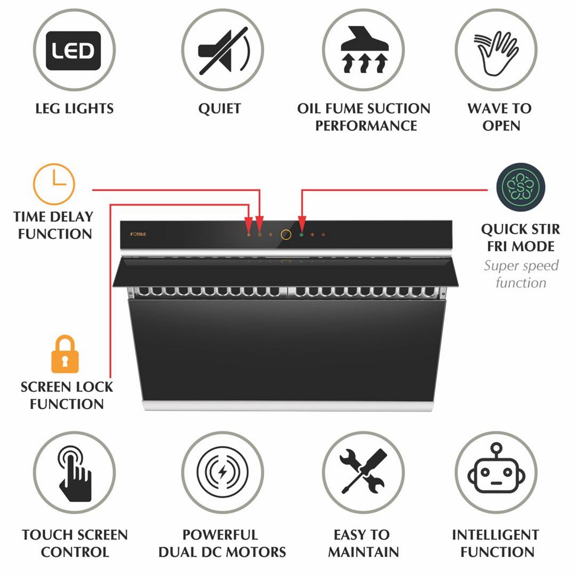 FOTILE Stainless Steel 1000 CFM Ducted (Vented) Wall Range Hood with Baffle Filter