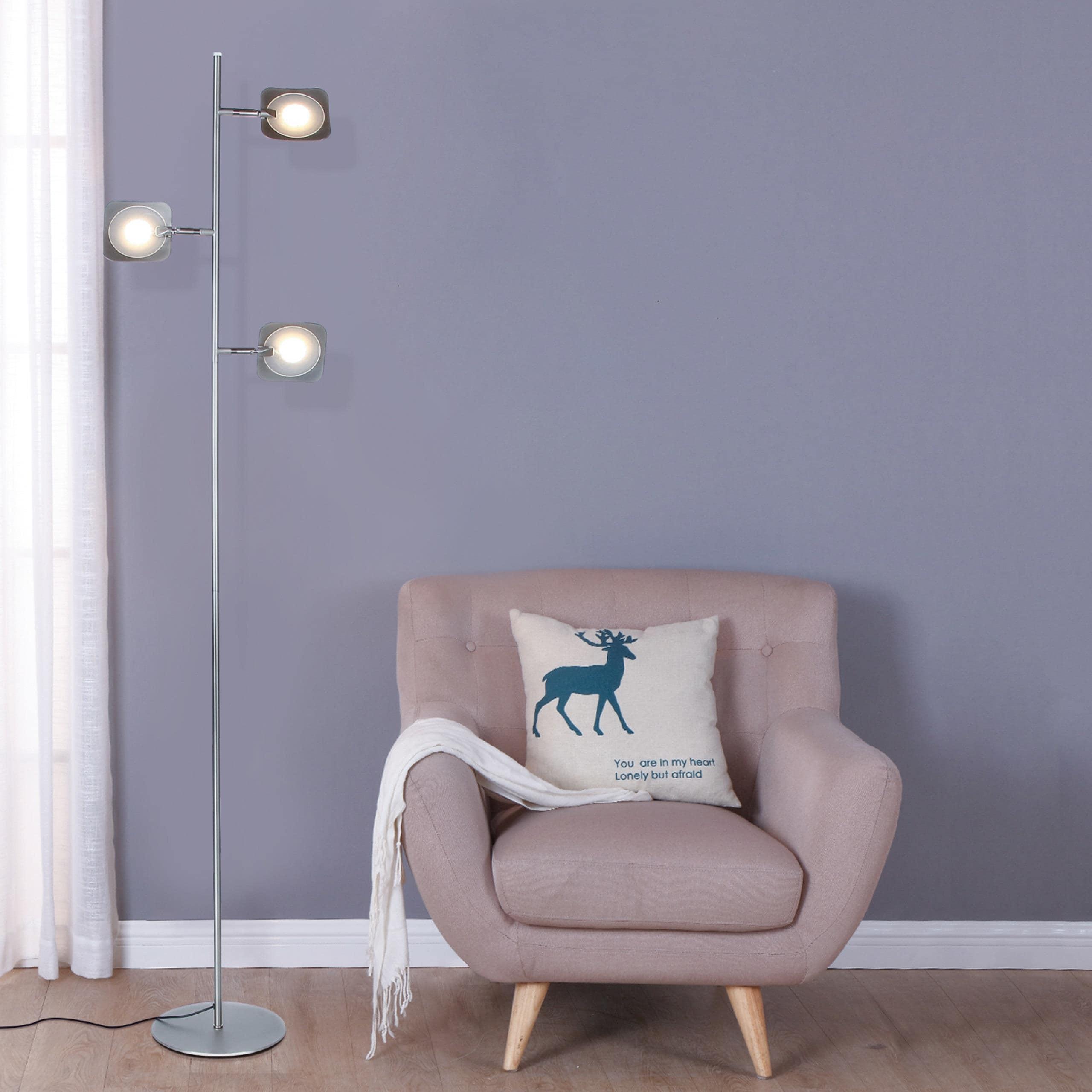 Brightech Tree Industrial LED 3-Way Dimming Floor Lamp with 3 Adjustable Spot Lights