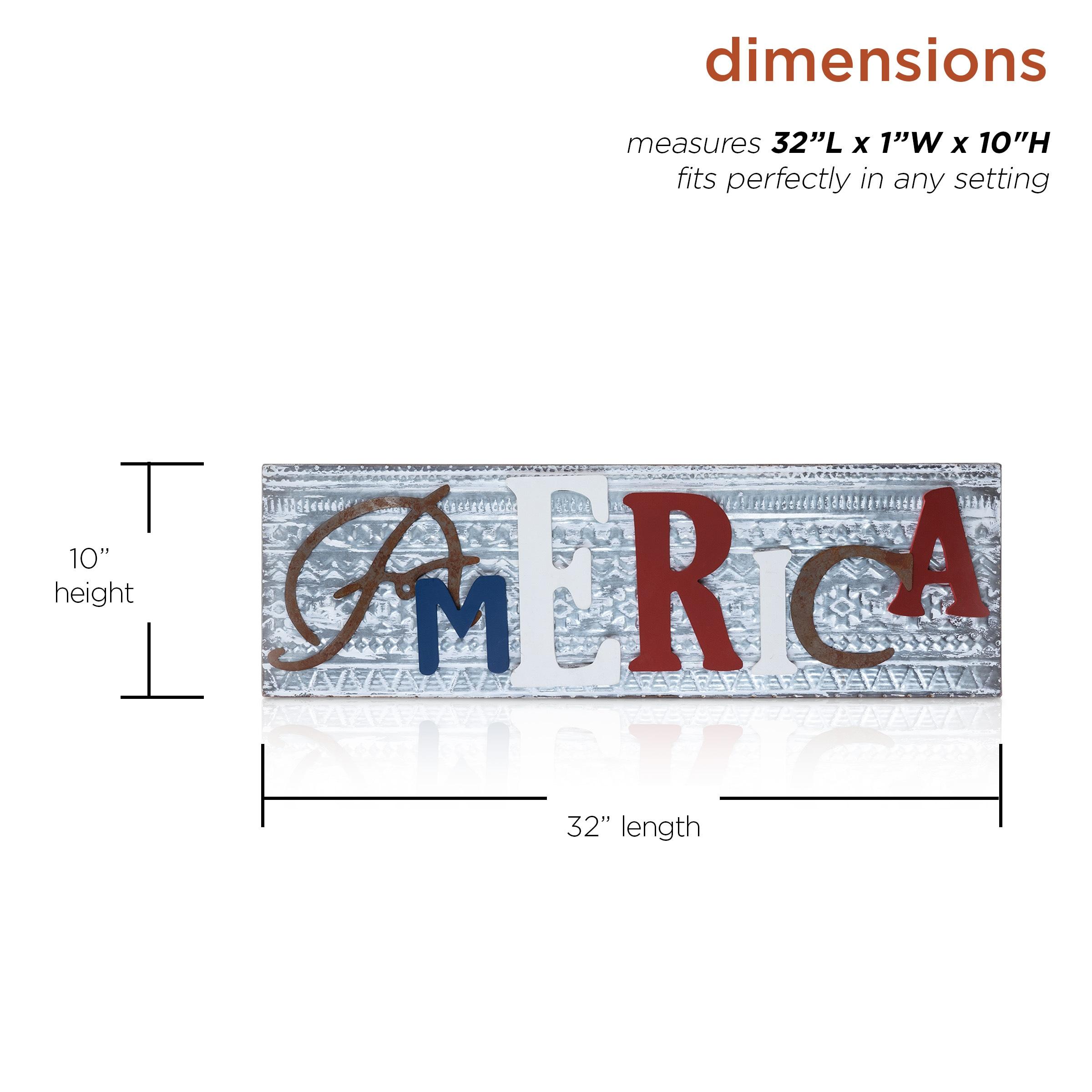 Wood and Metal America Wall Decor - Alpine Corporation: Indoor/Outdoor Patriotic Art, 24x16"
