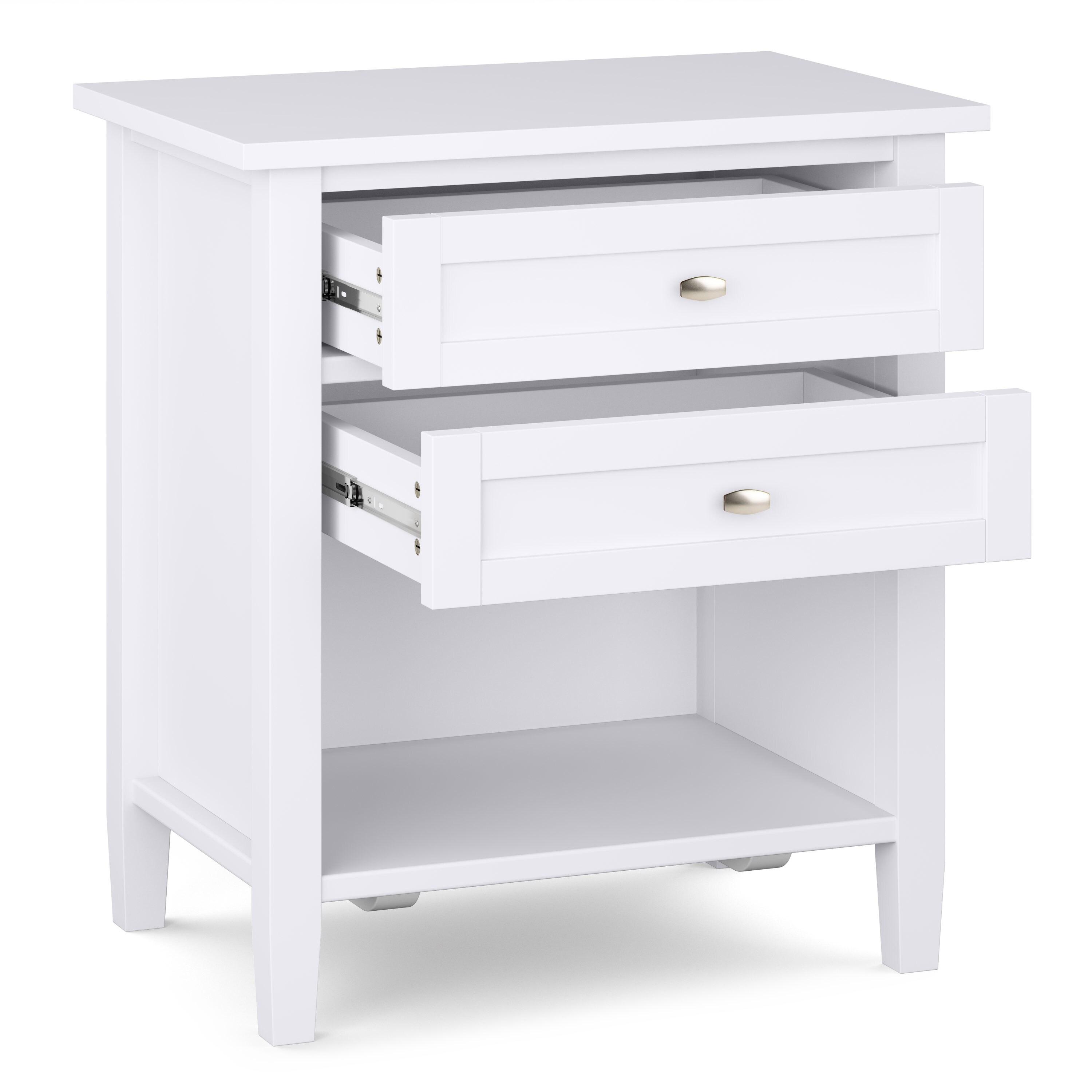 Simpli Home Warm Shaker 24"W Solid Wood Bedside Table with Two Drawers