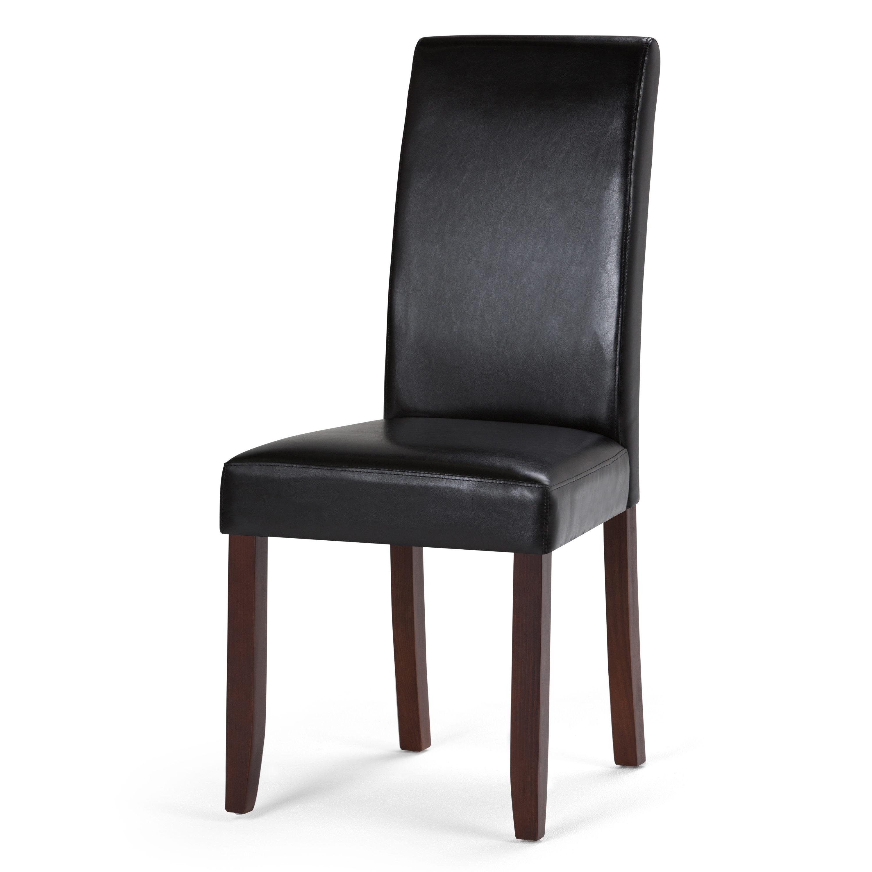 Simpli Home Acadian Parson Dining Chair (Set of 2) Midnight Black Faux Leather