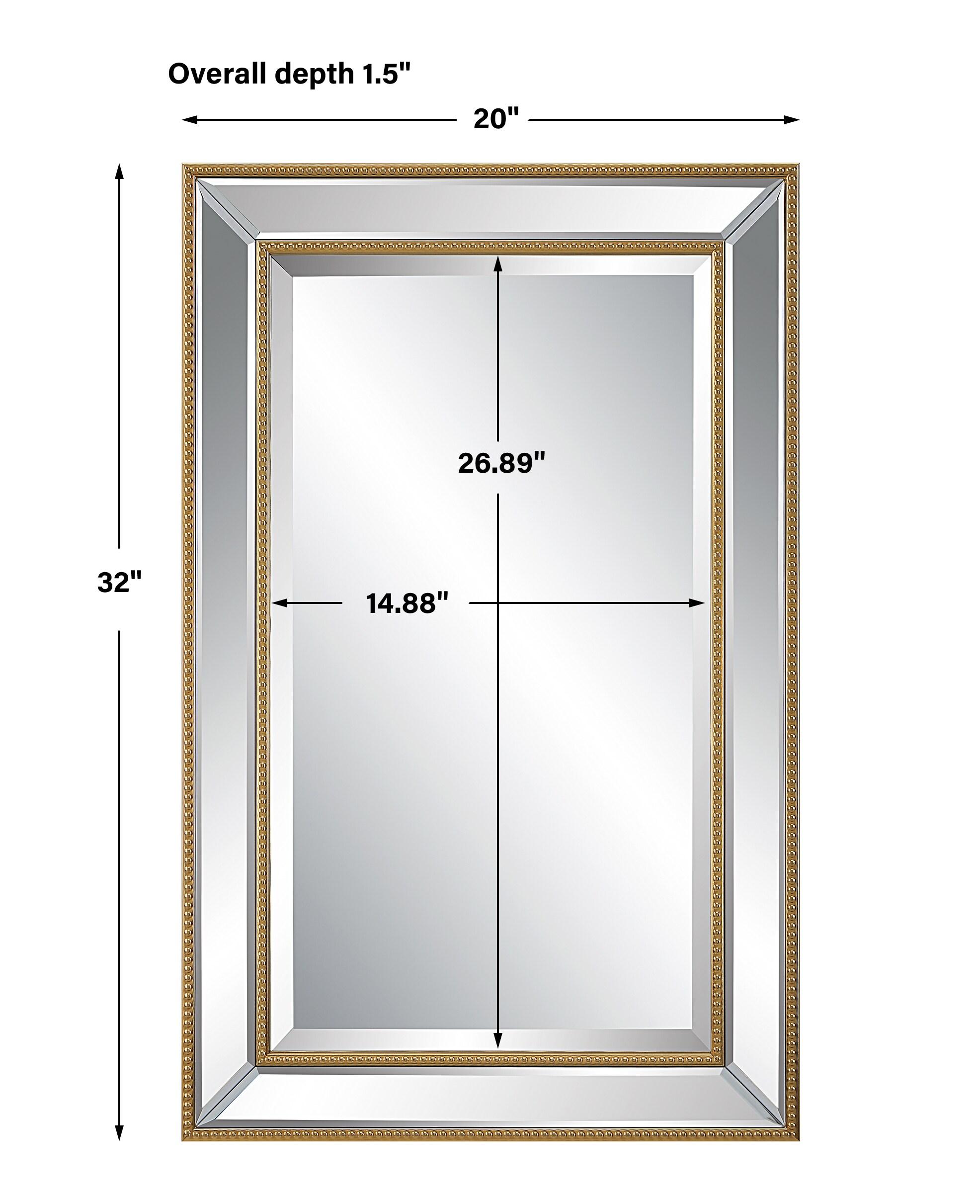 Elegant Gold Beaded Silver Wood Framed Vanity Mirror