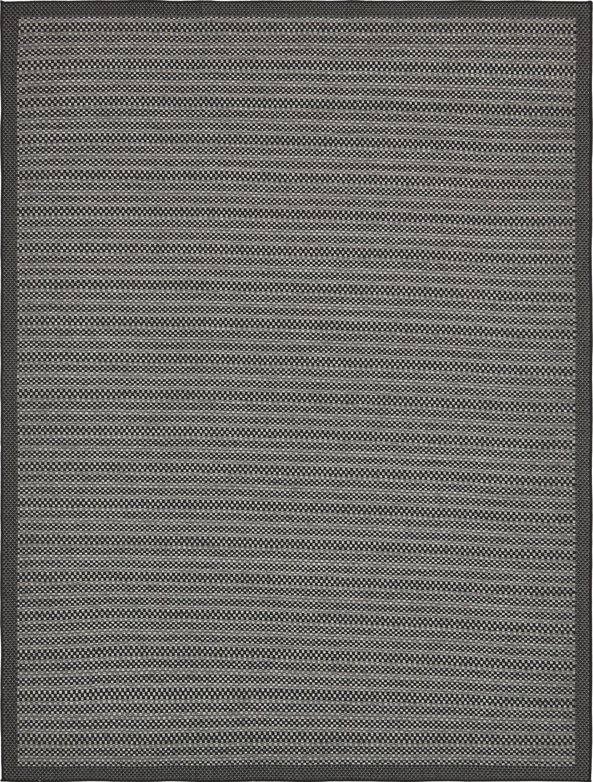 Modern Gray 9' x 12' Outdoor Flatweave Synthetic Rug