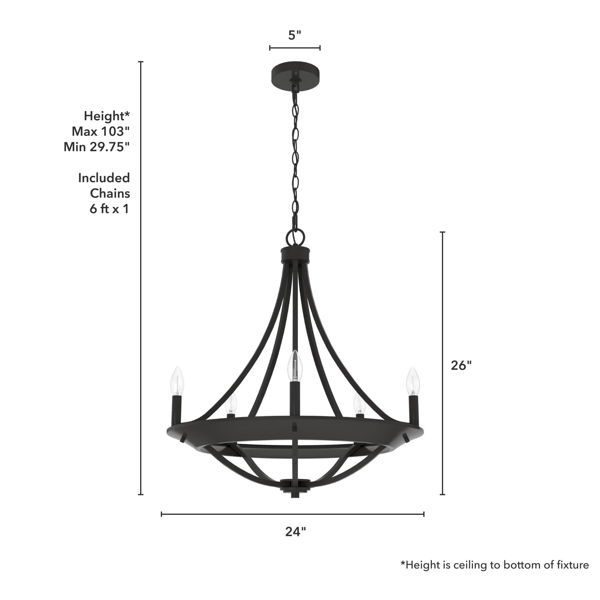 Hunter Fan Perch Point 5 Light Candle Style Wagon Wheel Chandelier