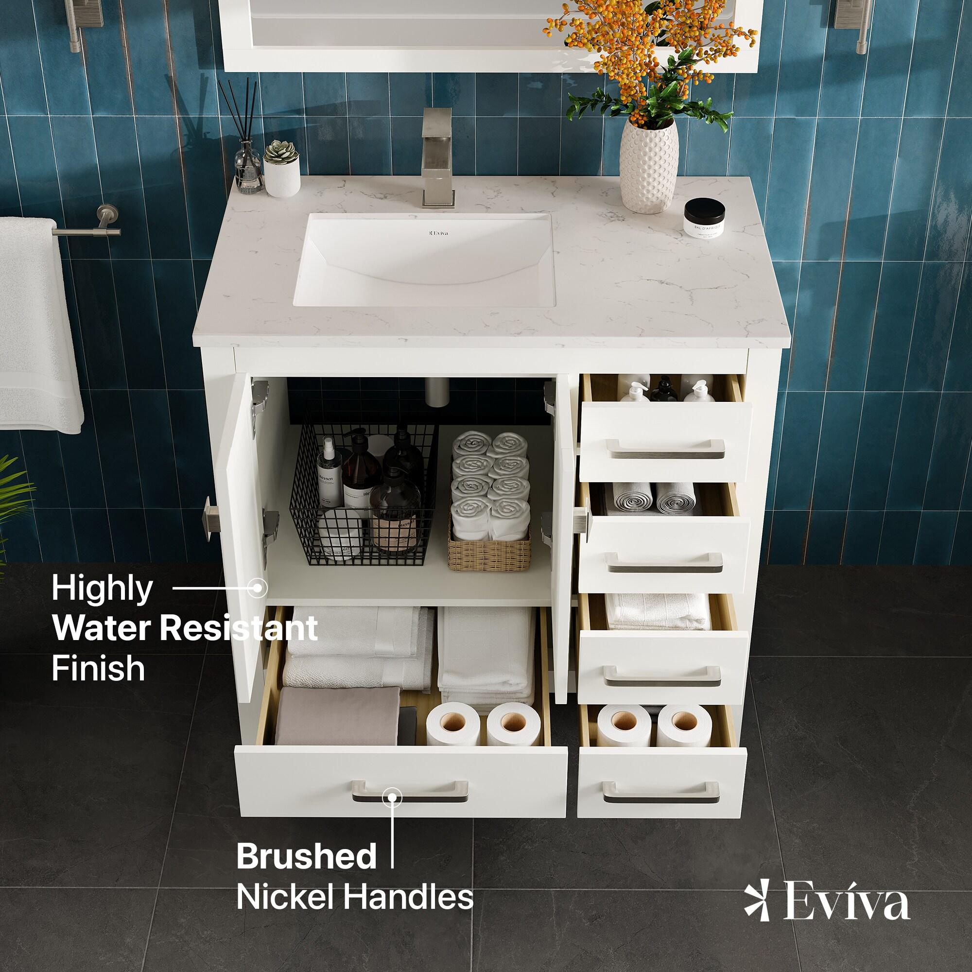 Eviva London 36"W x 18"D Bathroom Vanity with Undermount Porcelain Sink