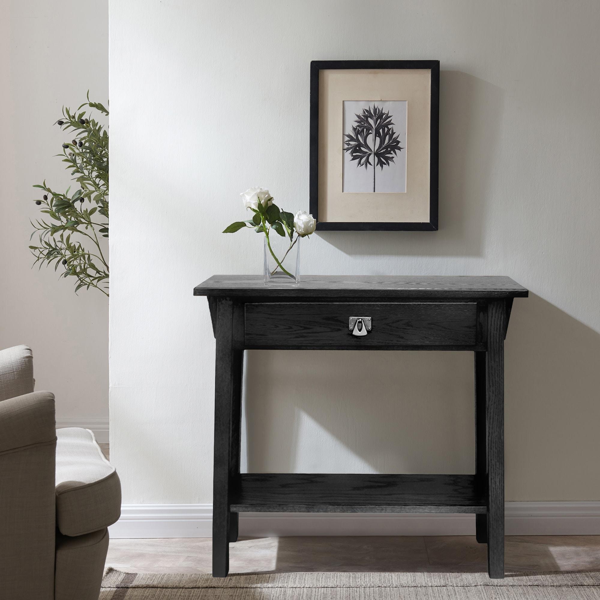Favorite Finds Mission Hall Stand Slate Finish - Leick Home: Compact Wood Entryway Table with Drawer, CARB Certified
