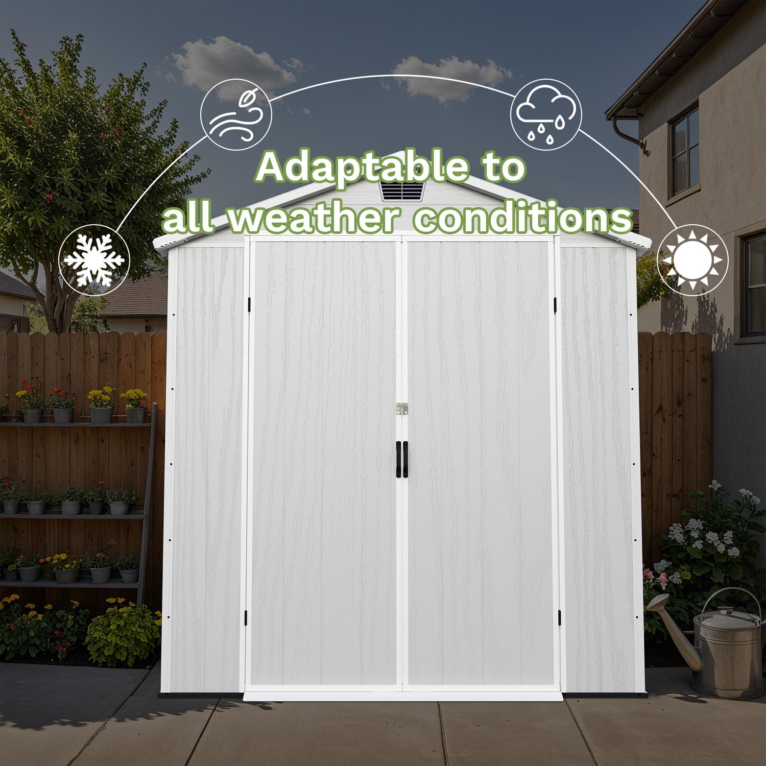 Patiowell 6 Ft. W X 8 Ft. D Resin Outdoor Storage Shed, Weather-resistant Outdoor Storage With Reinforced Design