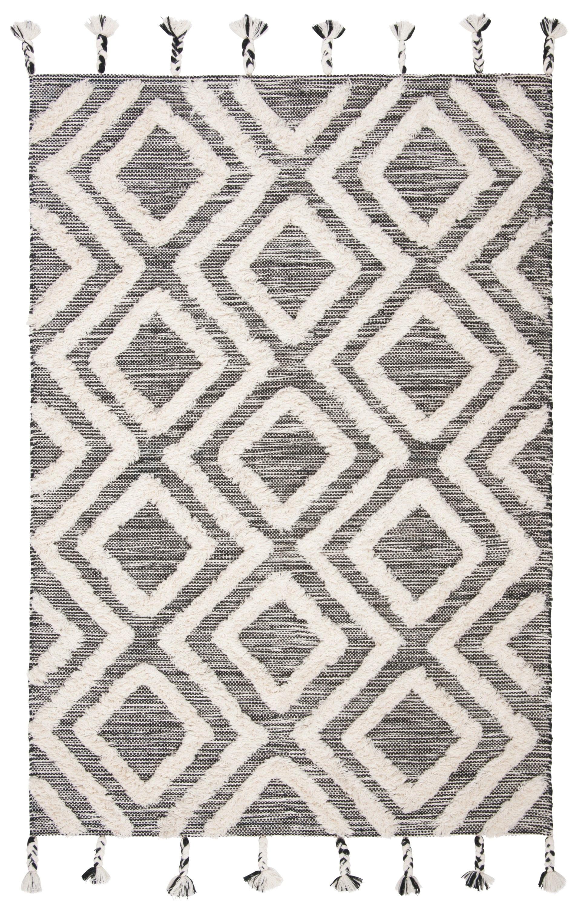 Kenya KNY331 Hand Tufted Area Rug - Black/Ivory - 5'x8' - Safavieh.