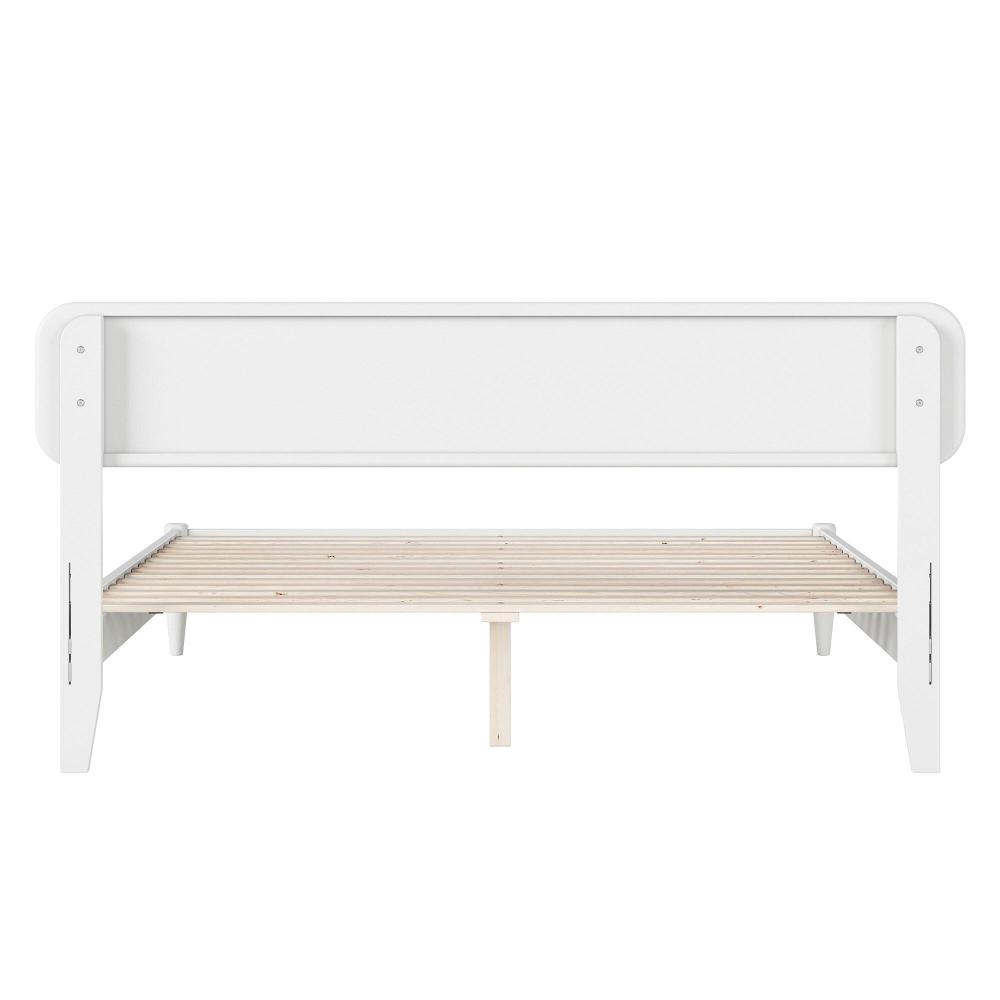 AFI Florence Queen Solid Wood Low Profile Platform Bed, White