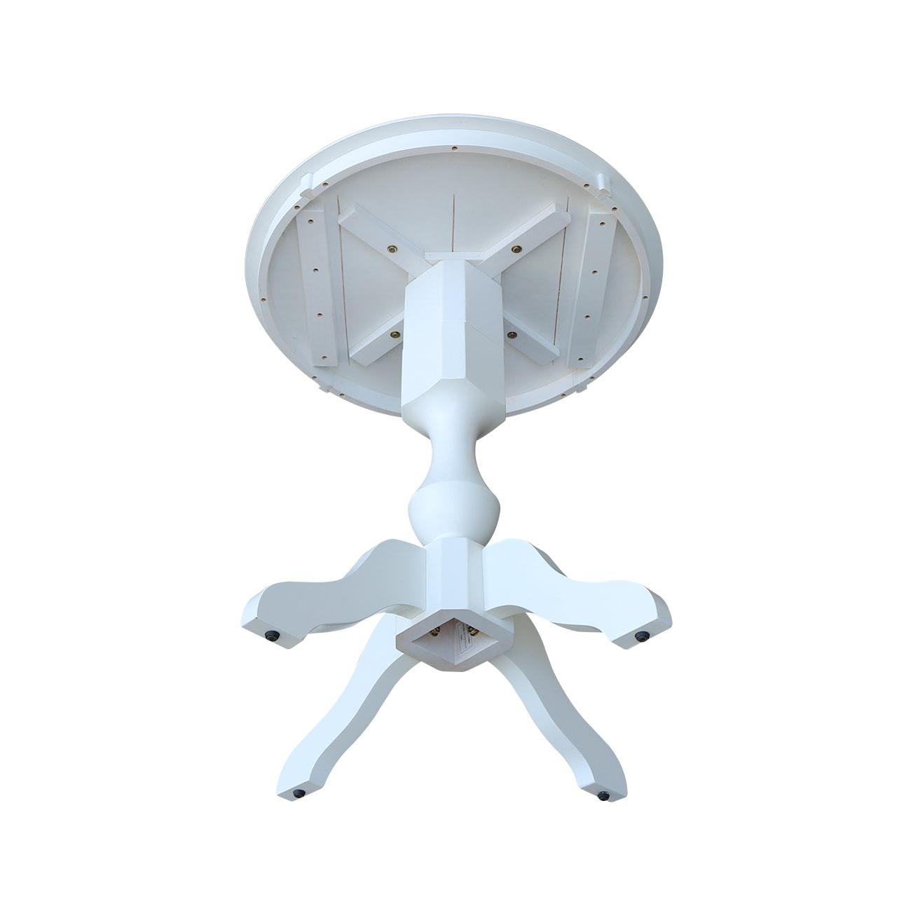 30" Round Top Pedestal Counter Height Table - White