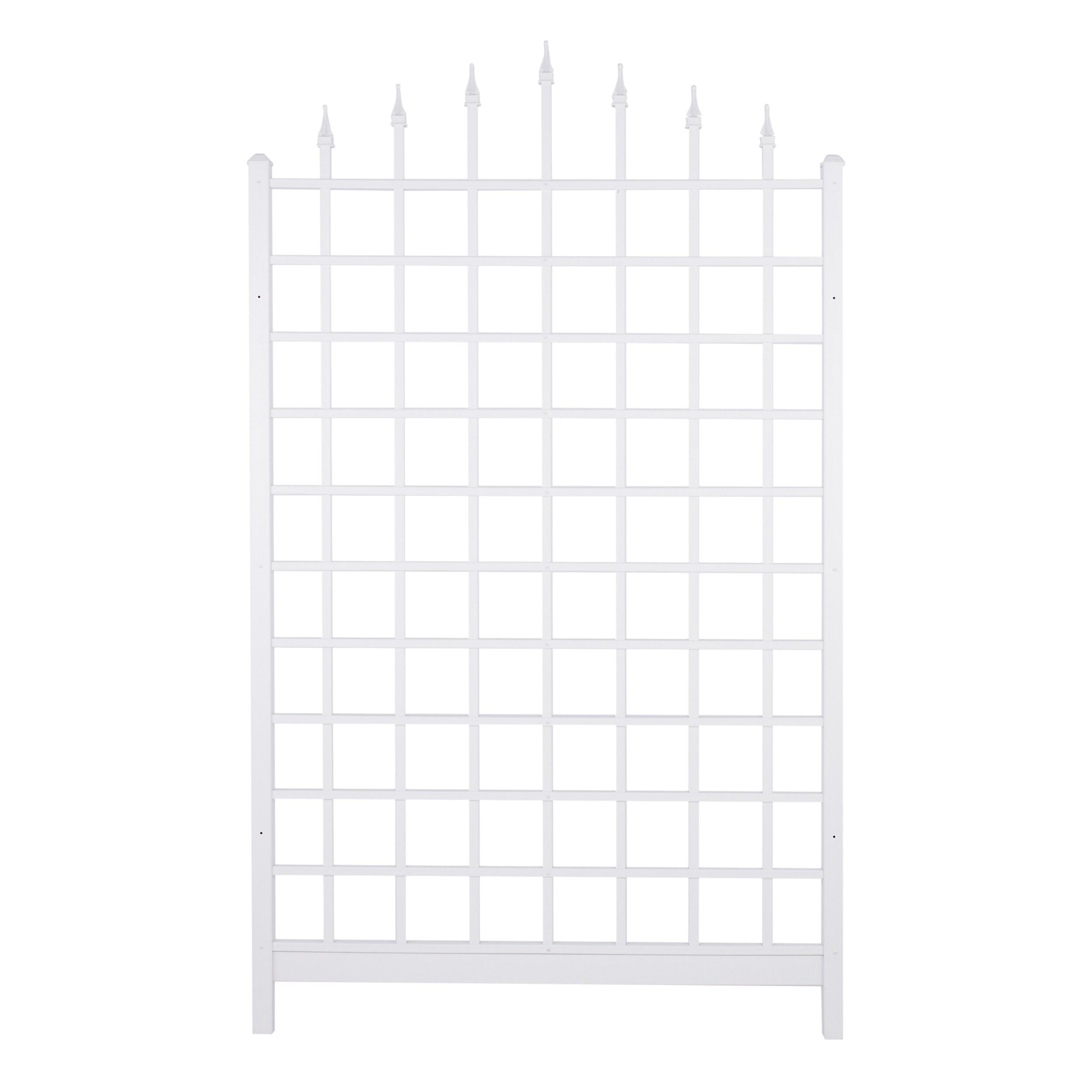 Dura-Trel Winchester 57"x95" PVC Vinyl Outdoor Garden Trellis Support for Vines, Climbing Plants, Flowers, & Vegetables w/Wall Mounting Screws, White