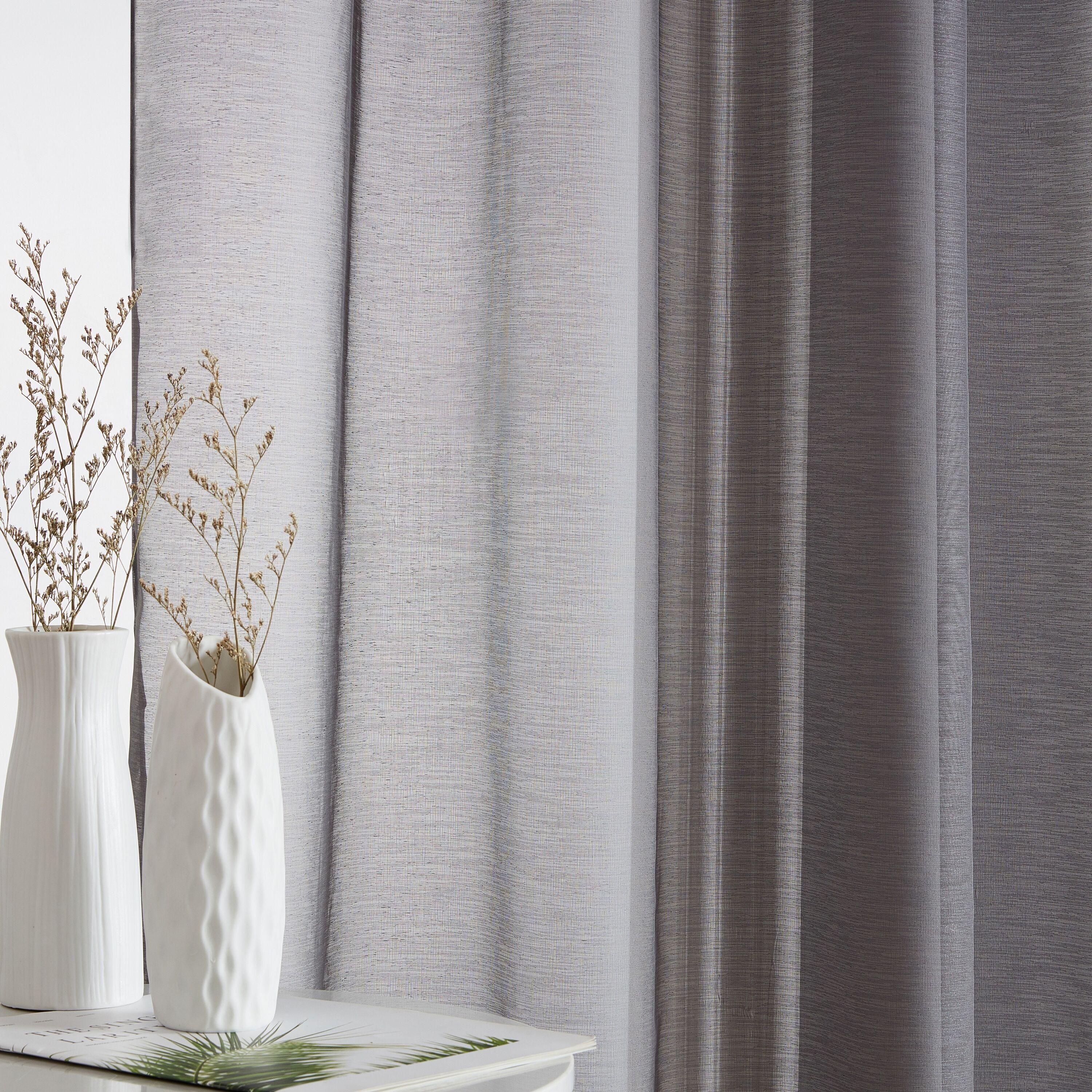 Ebern Designs Lauren Polyester Semi Sheer Curtain Pair (Set of 2)