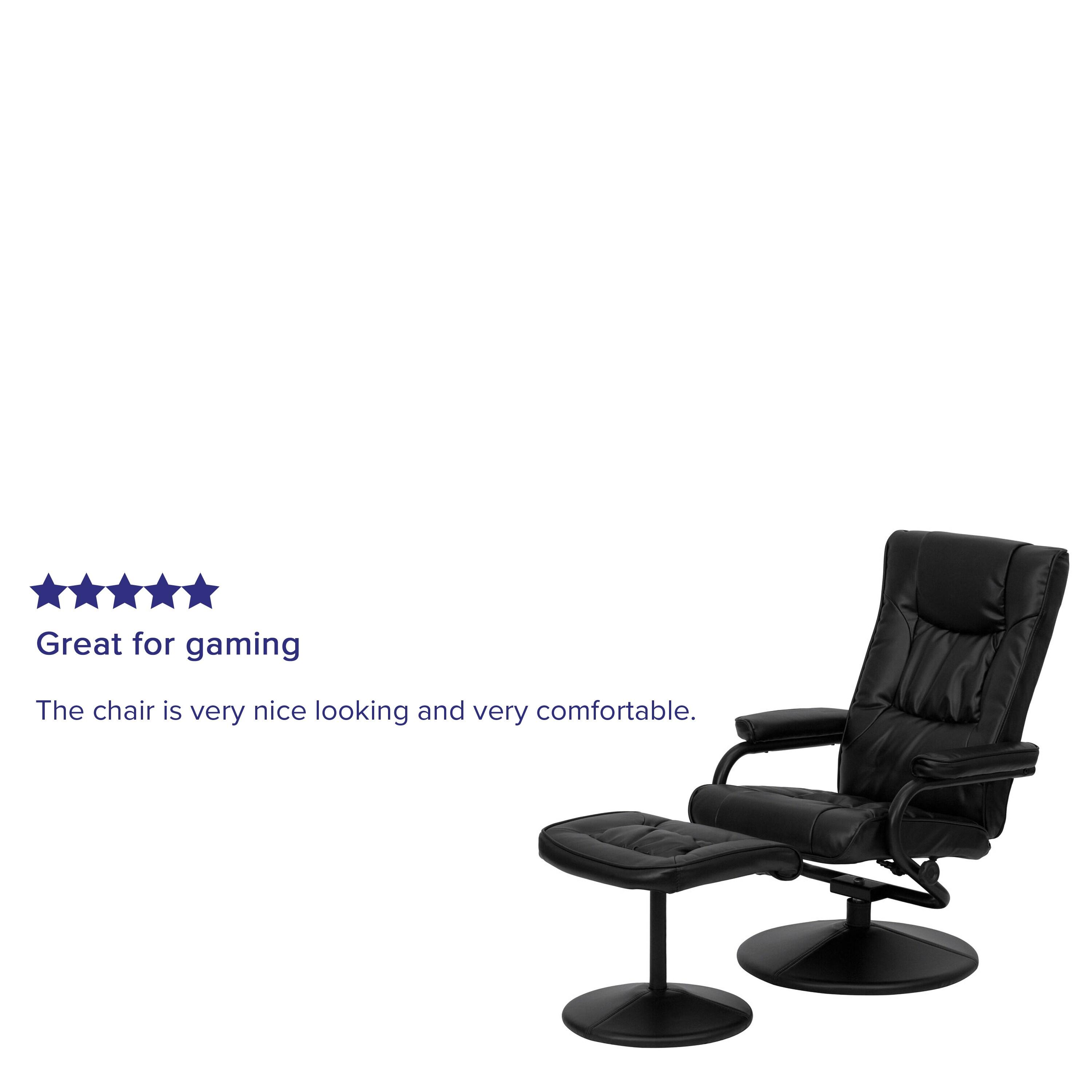 Flash Furniture Rachel Contemporary Multi-Position LeatherSoft Recliner Chair with Ottoman, Black