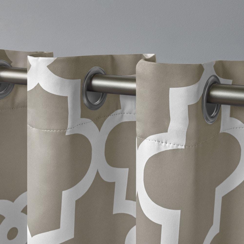 Set of 2 84"x52" Ironwork Sateen Woven Blackout Grommet Top Window Curtain Panel Silver - Exclusive Home: Room Darkening Drapes