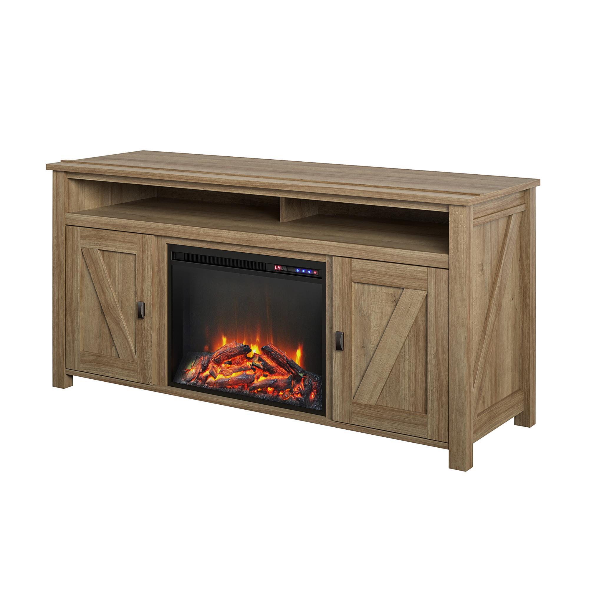 Ameriwood Home Farmington Electric Fireplace Space Heater TV Console for TVs up to 60", Natural