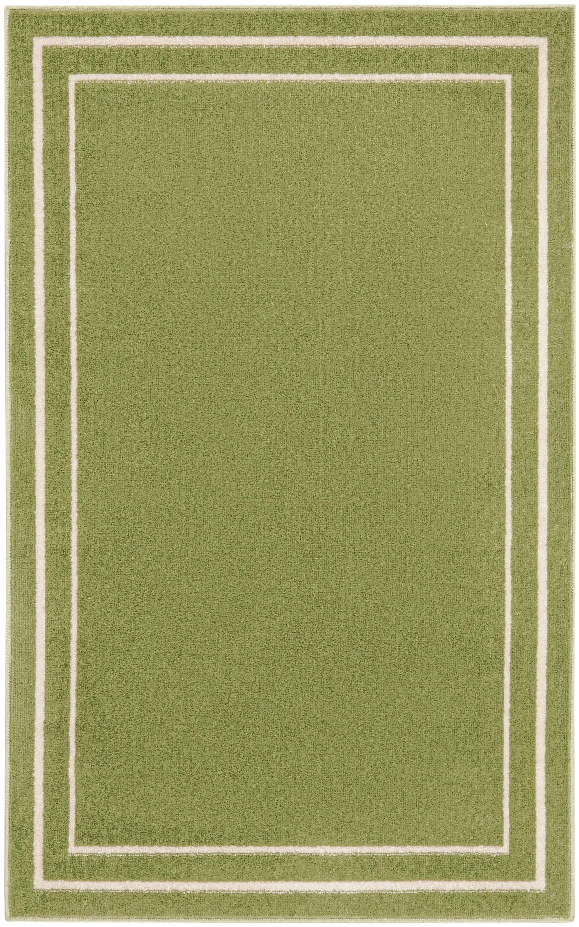 Nourison Essentials 3' x 5' Green Ivory Contemporary Indoor/Outdoor Rug