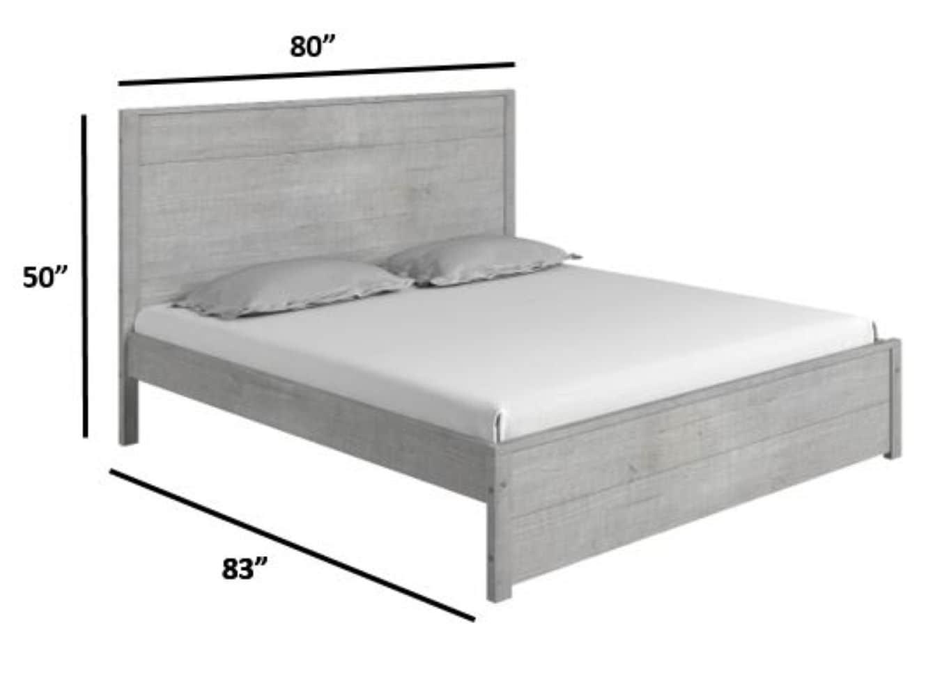 Camaflexi Hampton Solid Wood King Size Bed Frame with Headboard, King Bed with Wood Slat Supports, Driftwood Finish