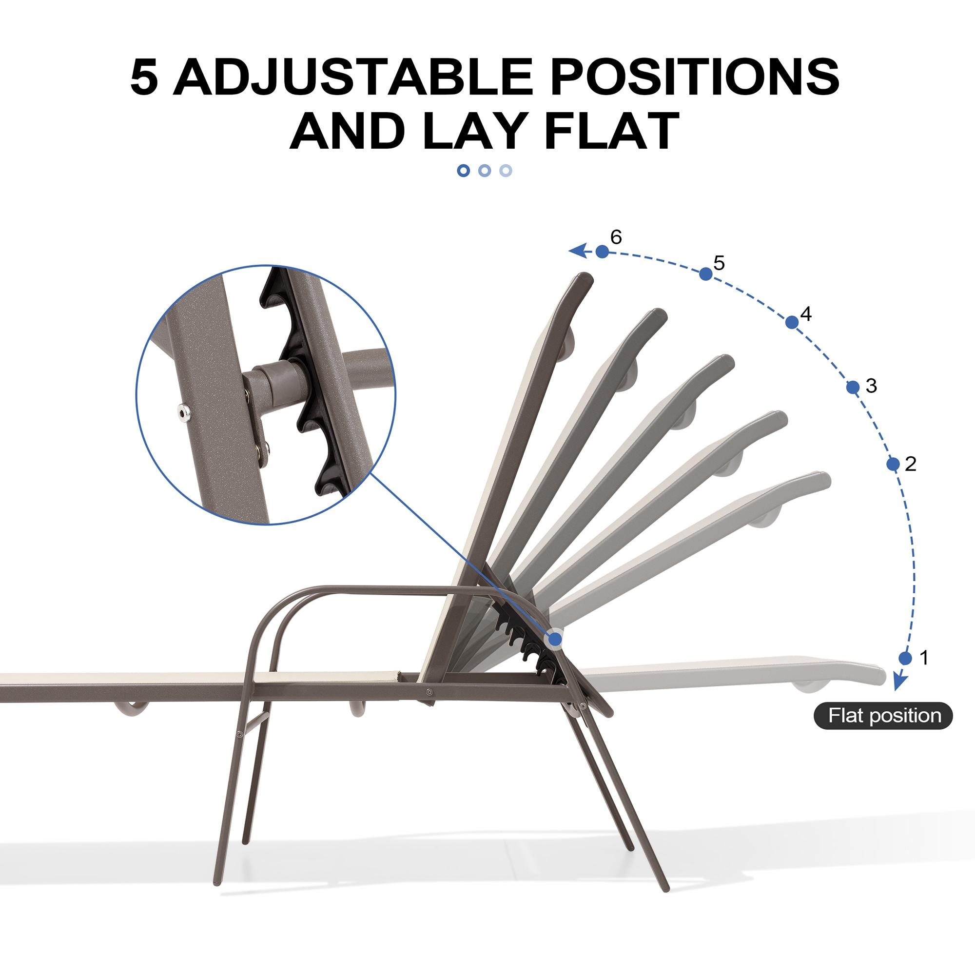 Crestlive Products Set of 2 Aluminum Patio Chaise Lounge Chair Folding Outdoor Recliners, Beige