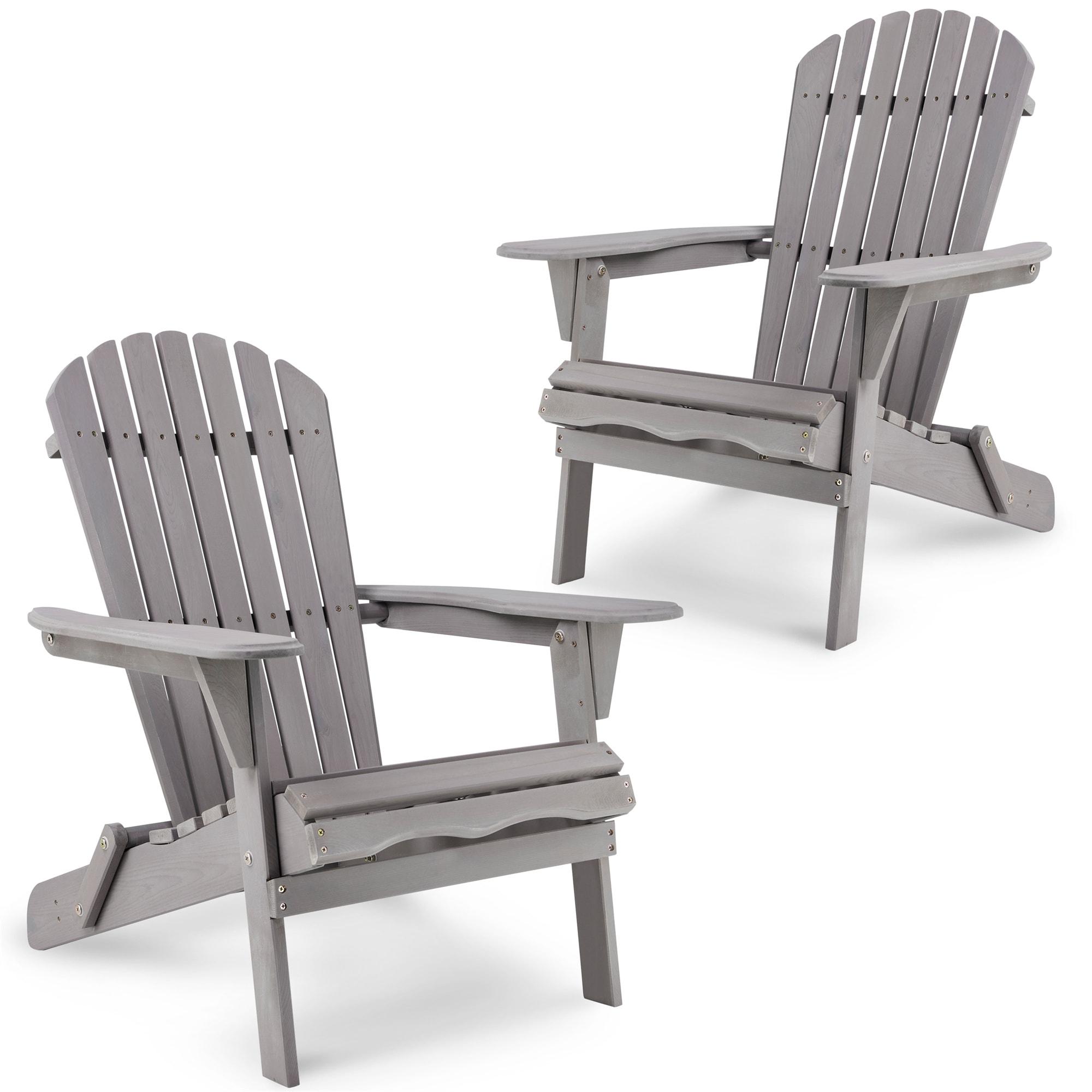 Triple Tree Wood Adirondack Folding Chairs - Set of 2, Gray