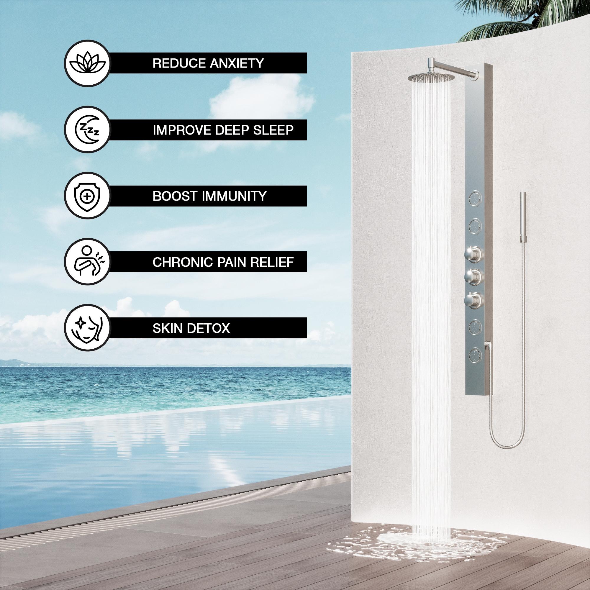 Sutton 58" H X 4" W EZDivert™ 4-Jet Shower System with Hand Shower Wand and Adjustable Shower Head