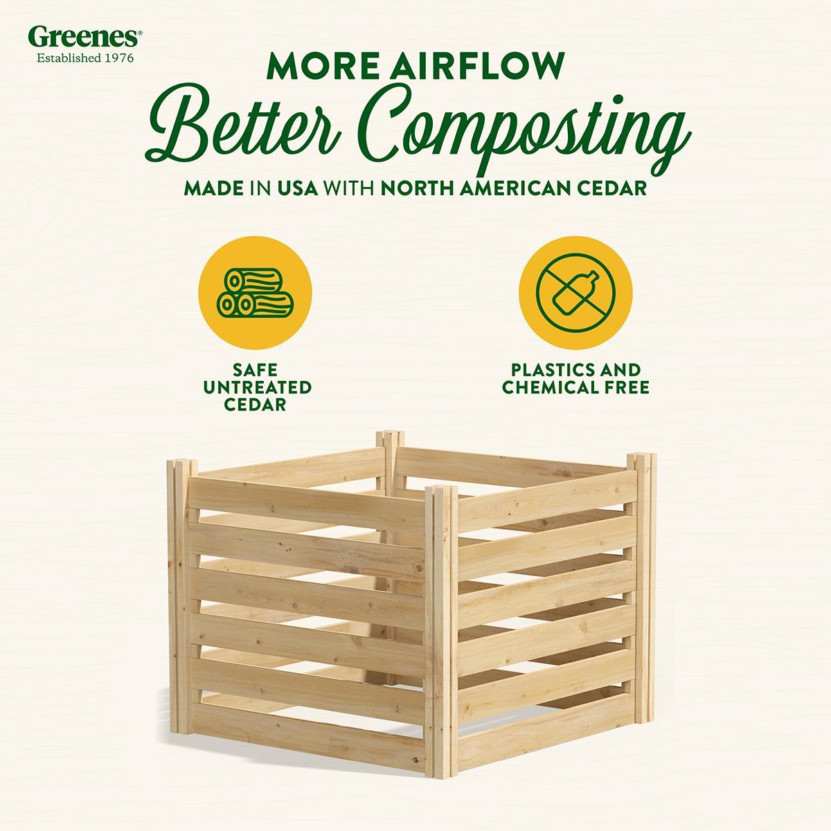 172 Gallons Solid Wood Outdoor Stationary Composter