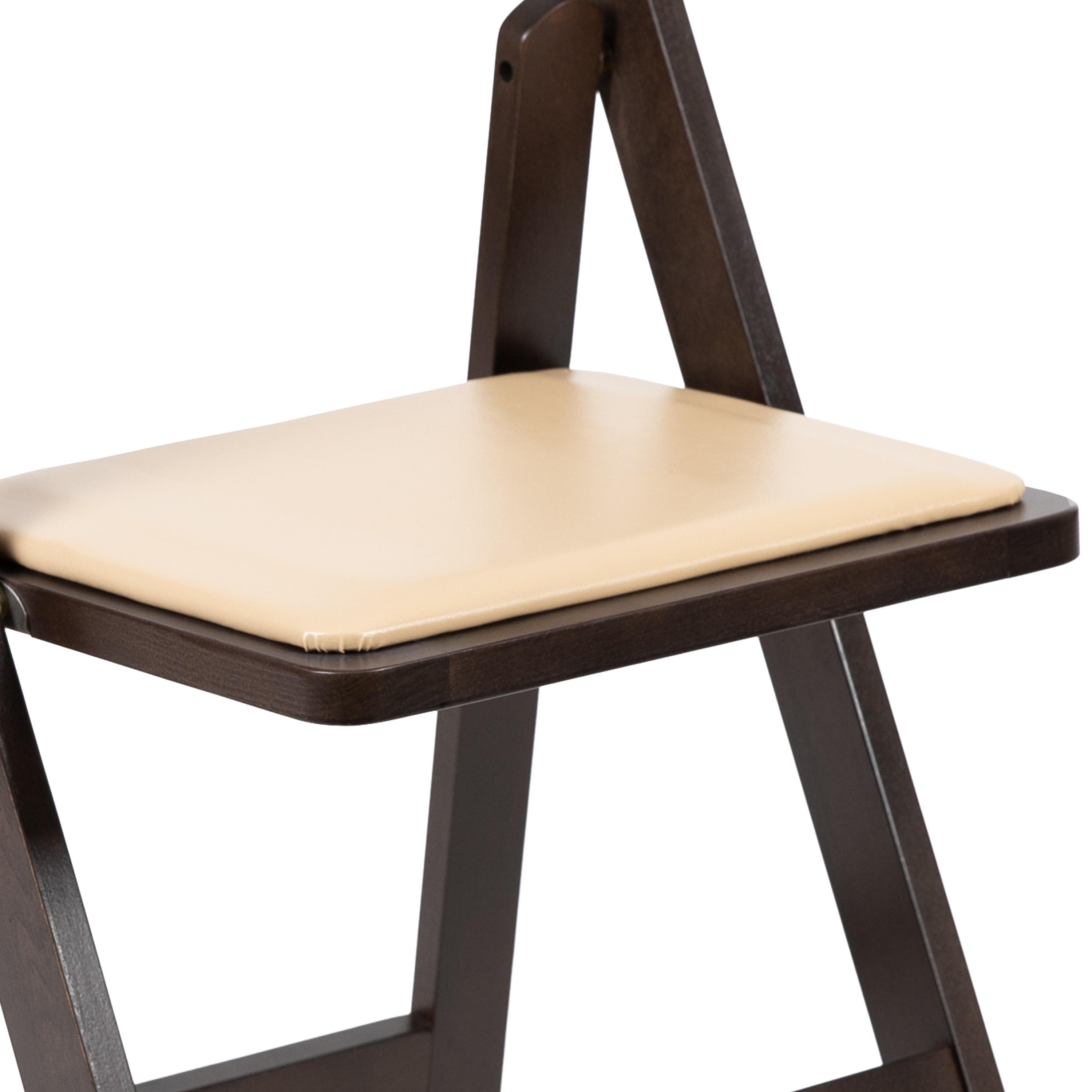 Flash Furniture HERCULES Series Chocolate Wood Folding Chair with Vinyl Padded Seat