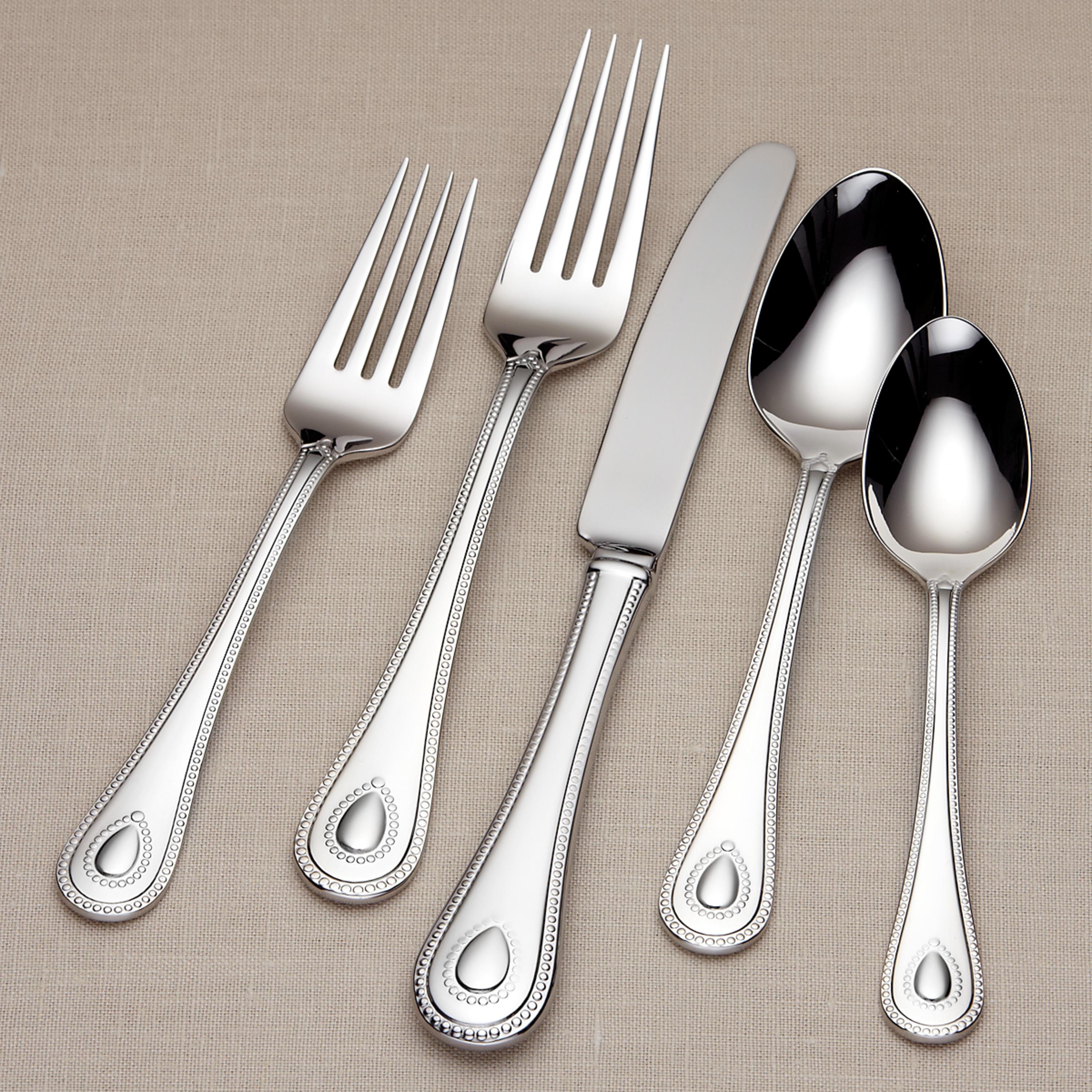 Lenox 65-Piece French Perle Flatware Set, Silver - 829739