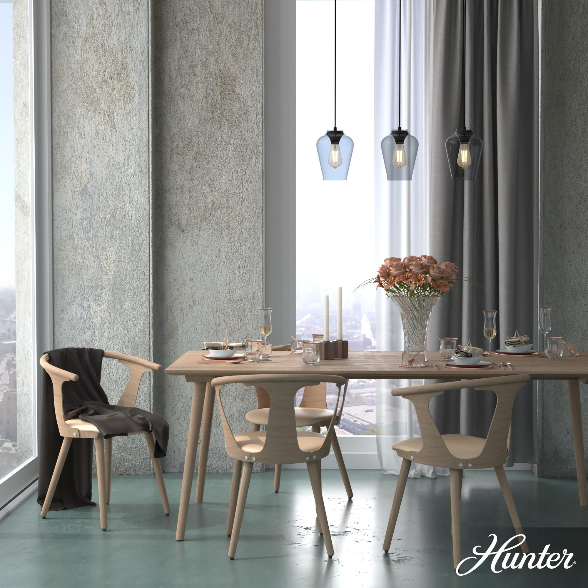Hunter Vidria Matte Black 3 Light Linear Cluster Ceiling Light Fixture