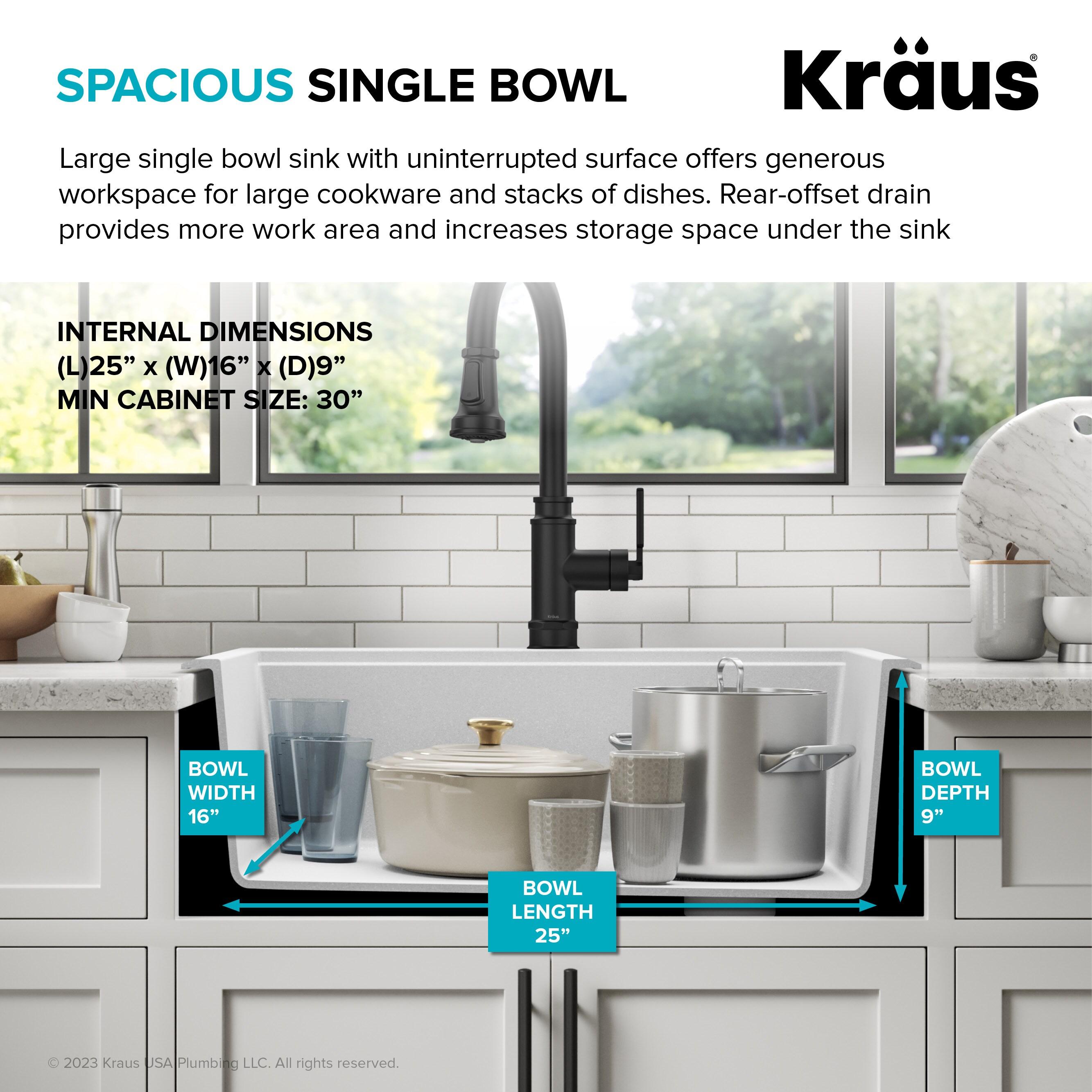 KRAUS Bellucci Granite Composite Workstation Drop-In Top Mount Single Bowl Kitchen Sink with Accessories